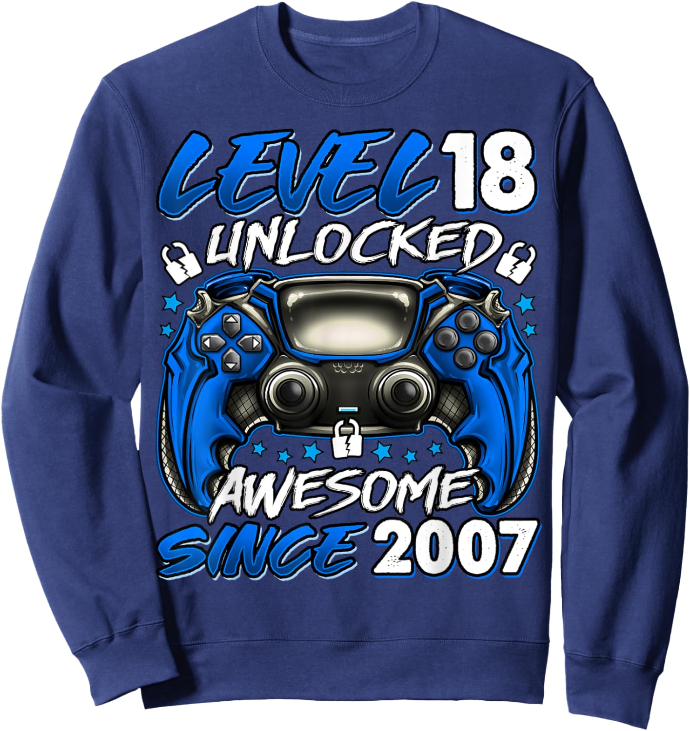 Level 18 Unlocked 18 Year Old Gifts Boys 18th Birthday Boy Sweatshirt - Sweatshirt | Navy