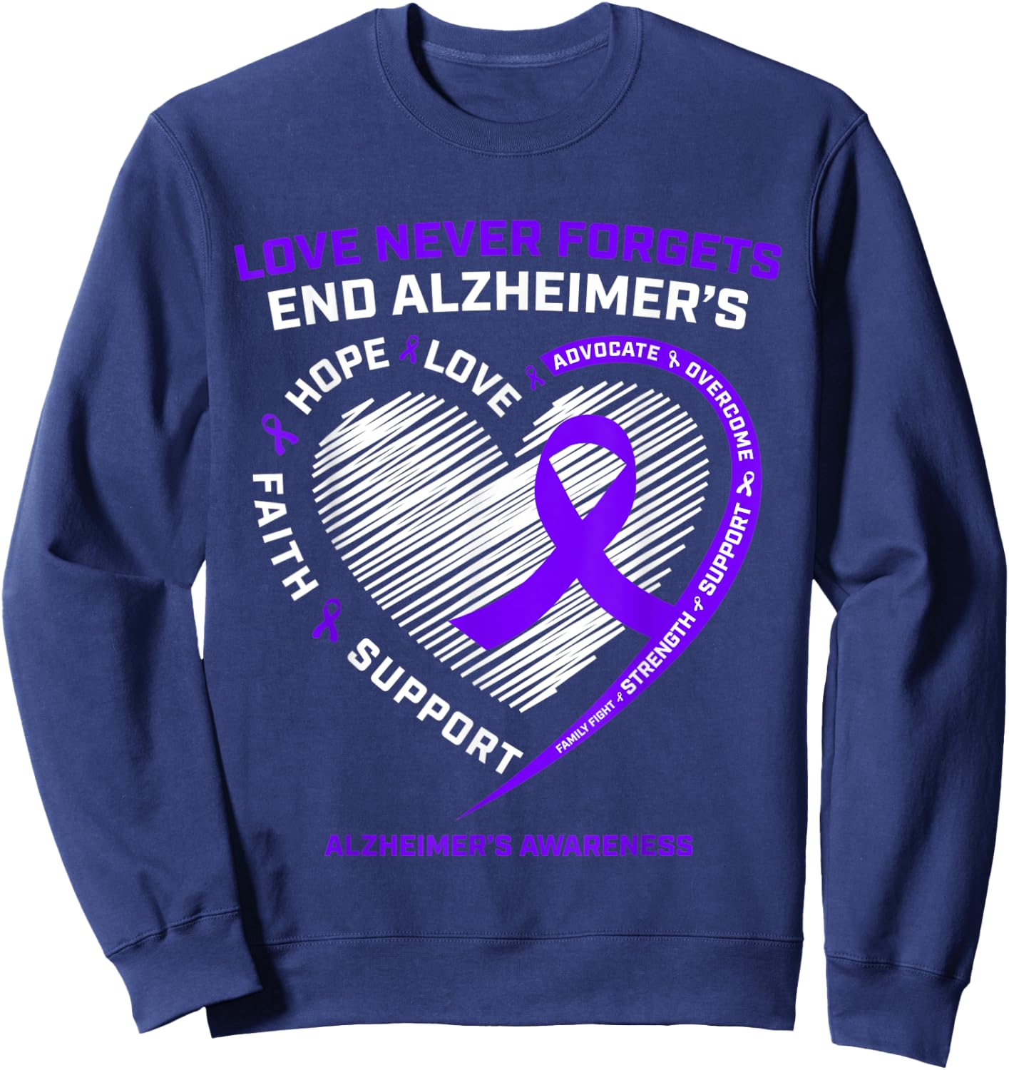 Purple End Alzheimers Awareness Shirts Gift Men Women Sweatshirt - Sweatshirt | Navy