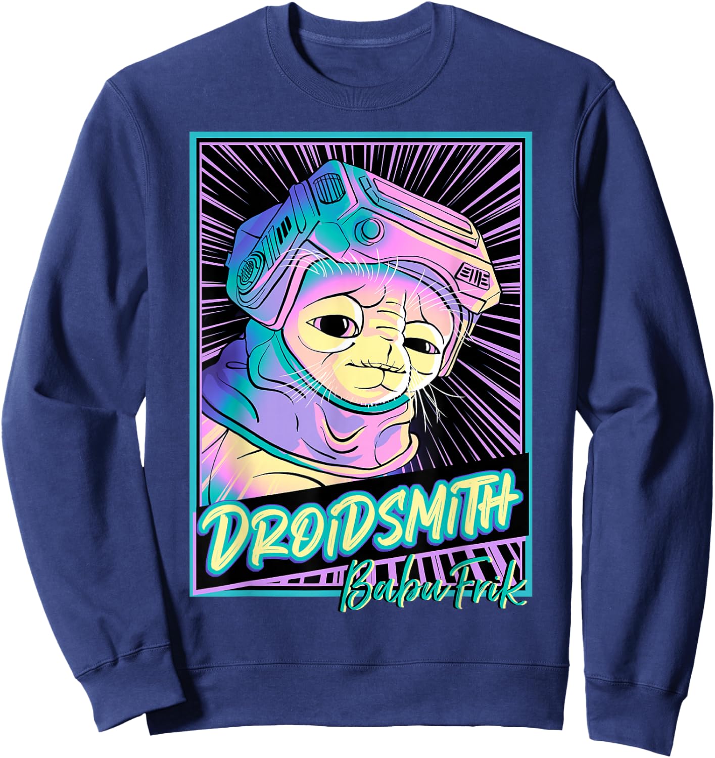 Star Wars: The Rise Of Skywalker Babu Frik Neon Poster Sweatshirt - Sweatshirt | Navy