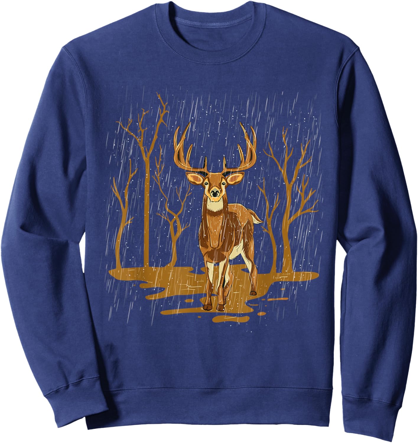 Deer Illustration Art - Forest Animal Wildlife Lover Sweatshirt - Sweatshirt | Navy