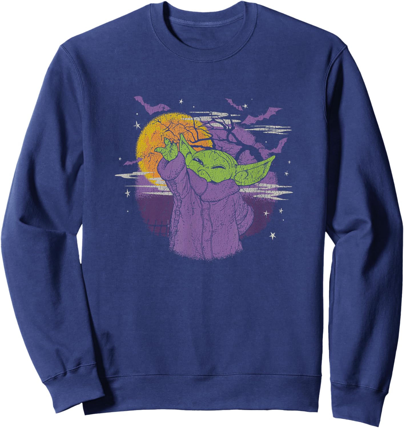 Star Wars: The Mandalorian Halloween Grogu Night Distressed Sweatshirt - Sweatshirt | Navy