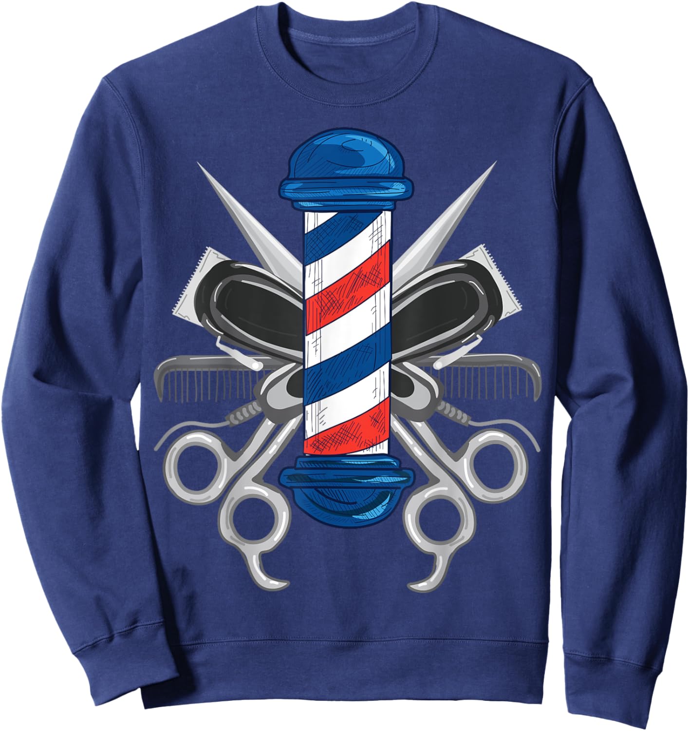 Barber Design Women Barber Pole Hairdresser Barber Sweatshirt - Sweatshirt | Navy