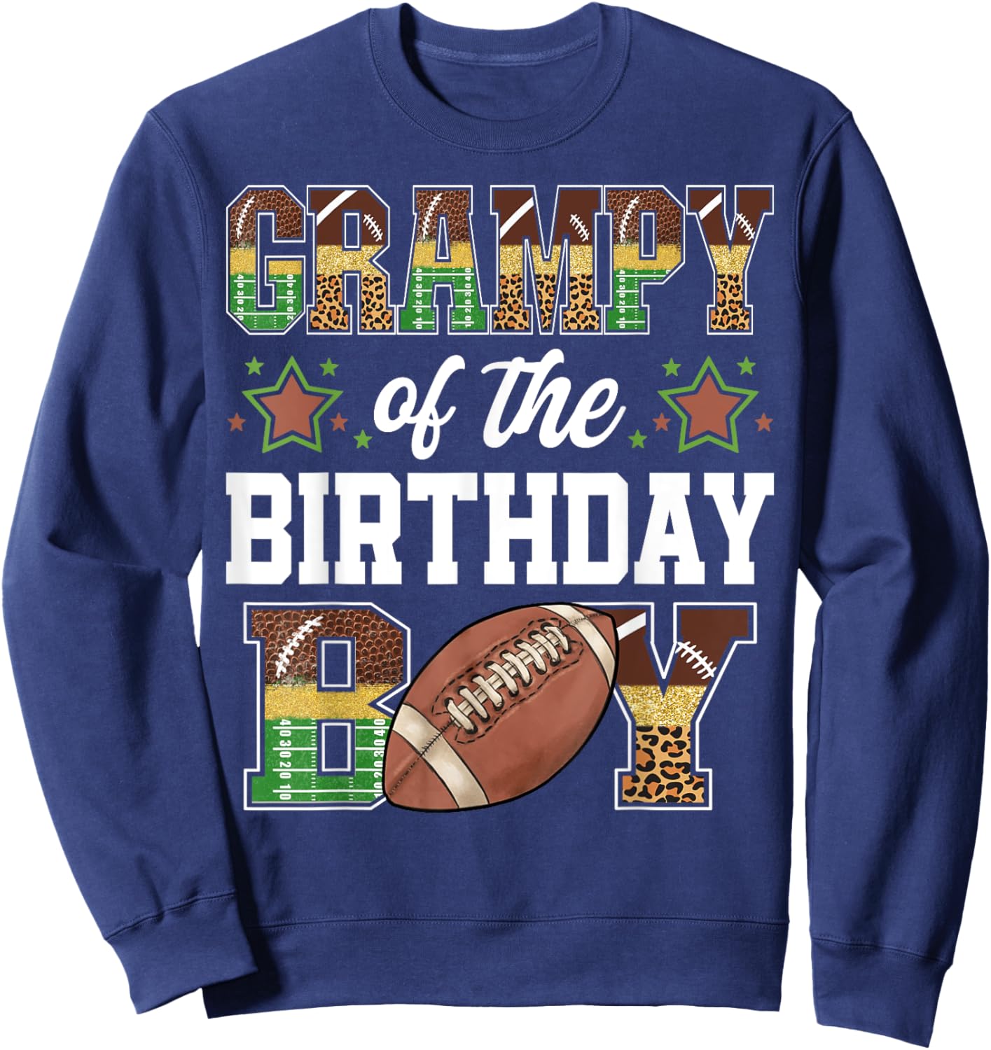 Grampy Of The Birthday Boy Football Player Family Matching Sweatshirt - Sweatshirt | Navy