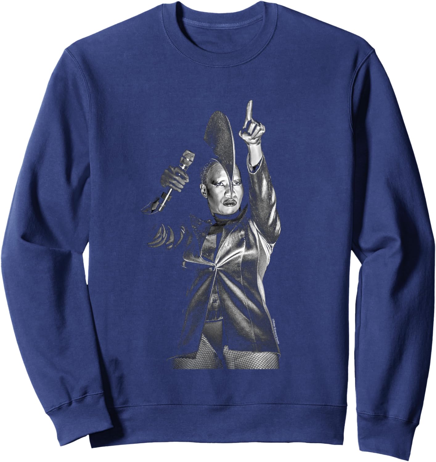 Grace Jones On Stage Black And White By Everard Smith Sweatshirt - Sweatshirt | Navy