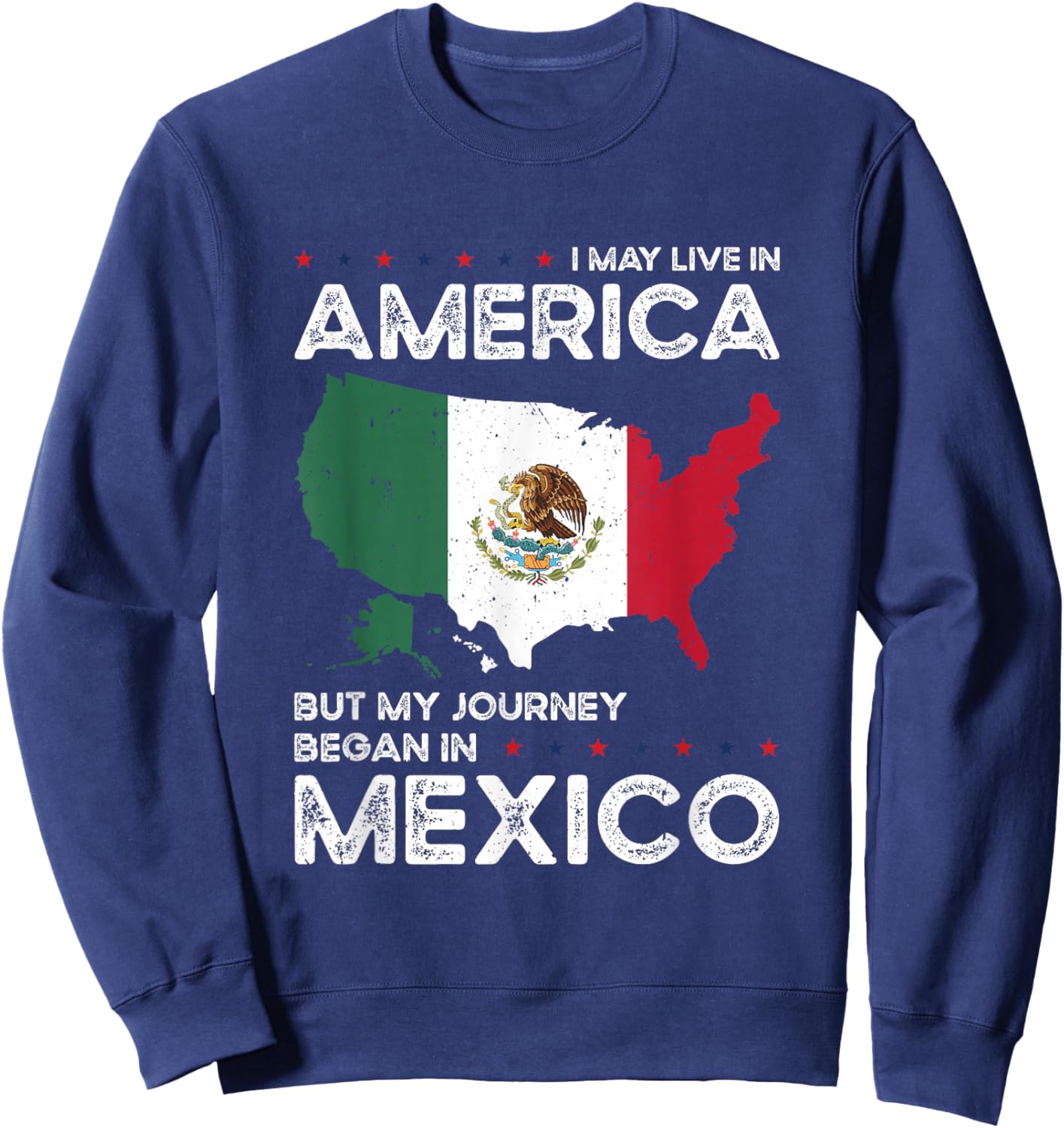 Mexican American Patriot USA Grown Mexico US Flag Sweatshirt - Sweatshirt | Navy