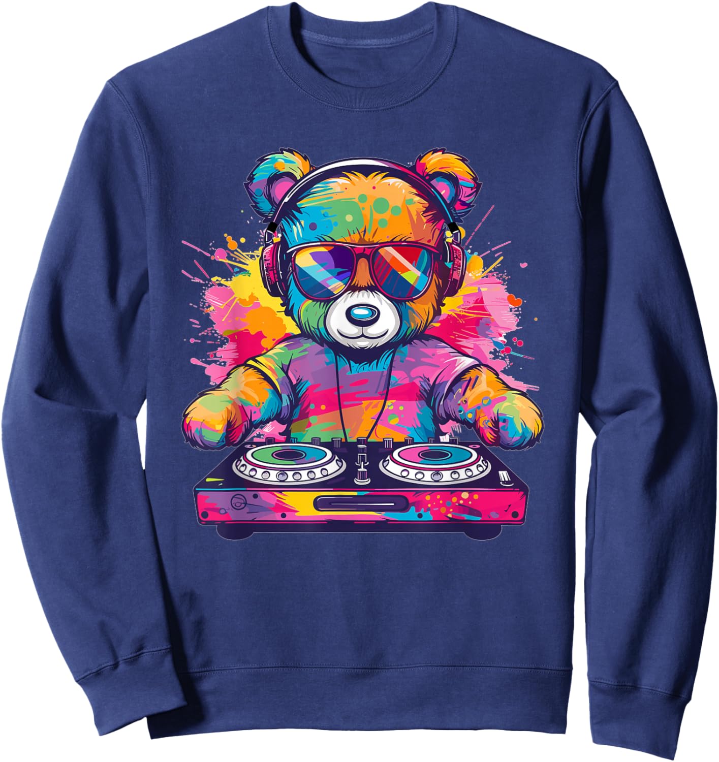 Cartoon Teddy DJ Sweatshirt - Sweatshirt | Navy