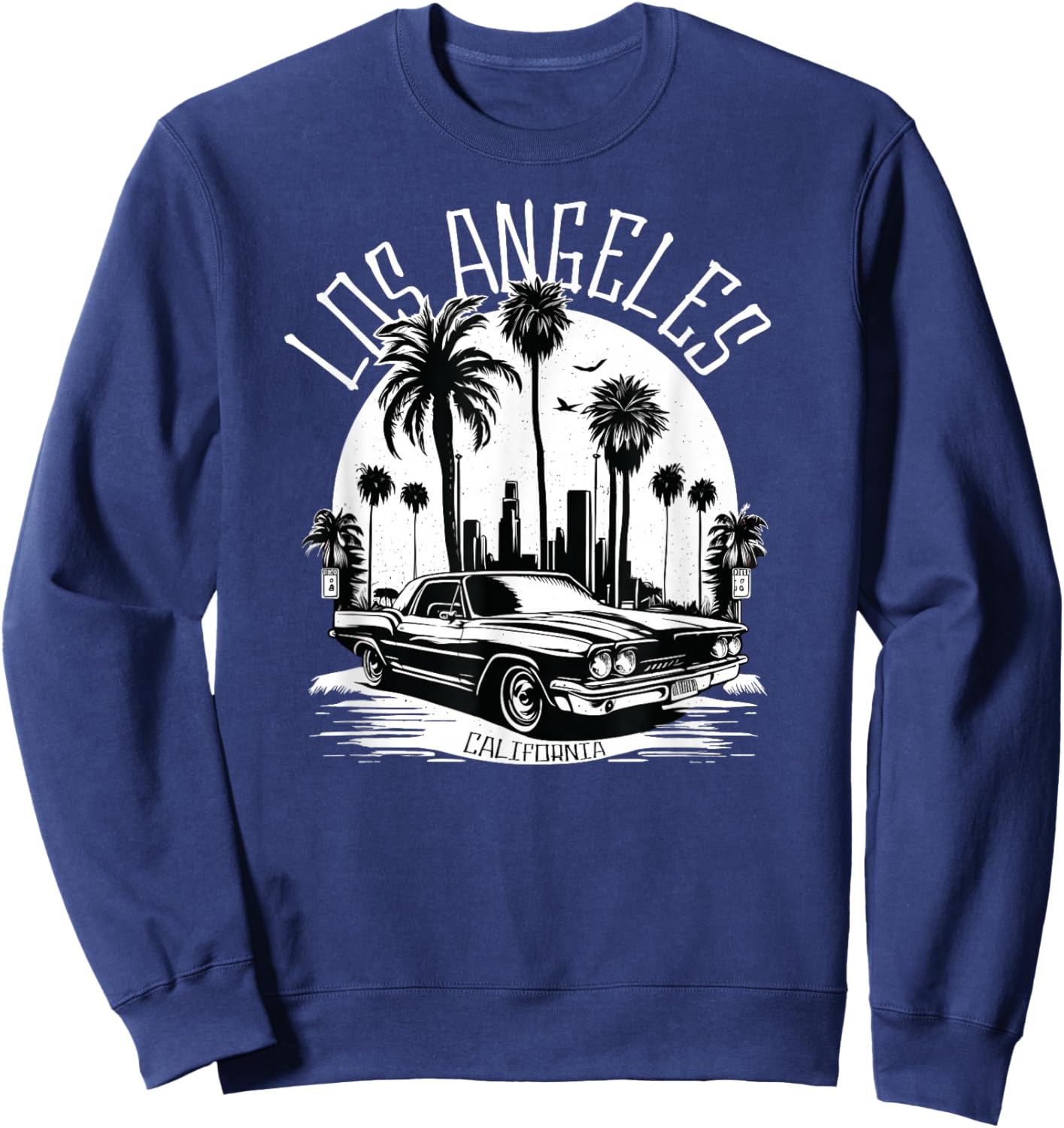 Los Angeles Skyline California Latino Lowrider Mexican Cholo Sweatshirt - Sweatshirt | Navy