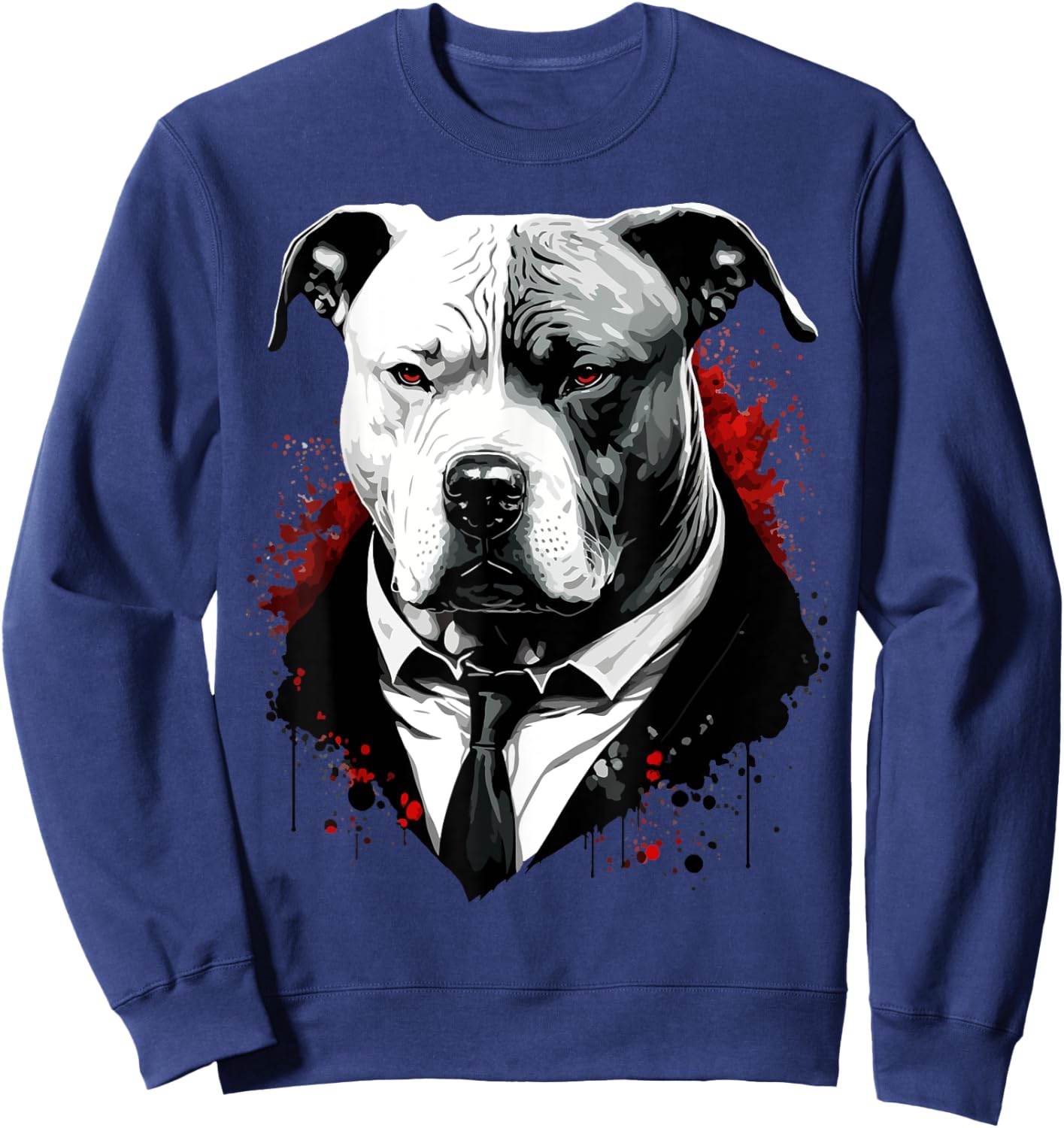 Pitbull Dog Gangster in Suit Funny Mob Boss Mafia-Themed Men Women Kids Sweatshirt - Sweatshirt | Navy