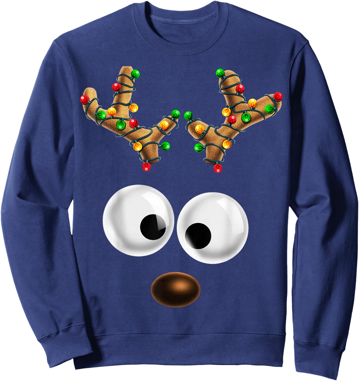 Matching Family Christmas Reindeer Face Christmas Gift Kids Sweatshirt - Sweatshirt | Navy