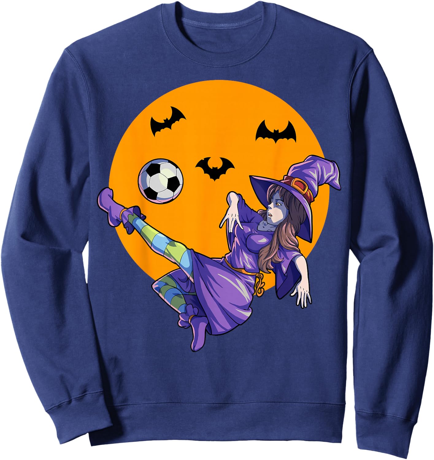 Soccer Witch Halloween Women Girls Soccer Halloween Sweatshirt - Sweatshirt | Navy