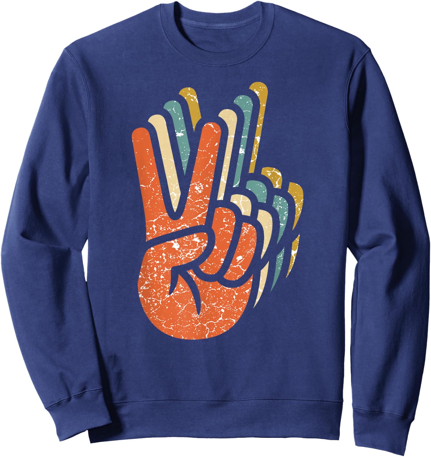 Hippie Peace 60s 70s Hippie Sweatshirt - Sweatshirt | Navy