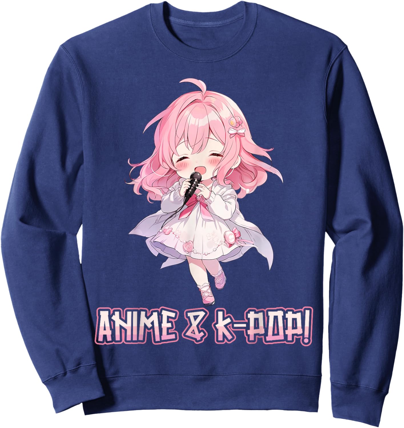 Anime and K-Pop Korean Pop Music Girl KPop Anime K-Pop Lover Sweatshirt - Sweatshirt | Navy