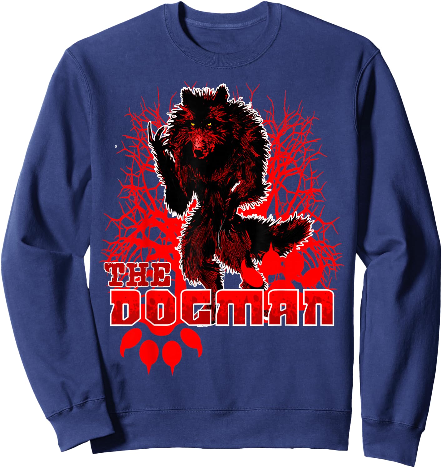Dogman of America Red Wolf Monster Werewolf Skinwalker Beast Sweatshirt - Sweatshirt | Navy