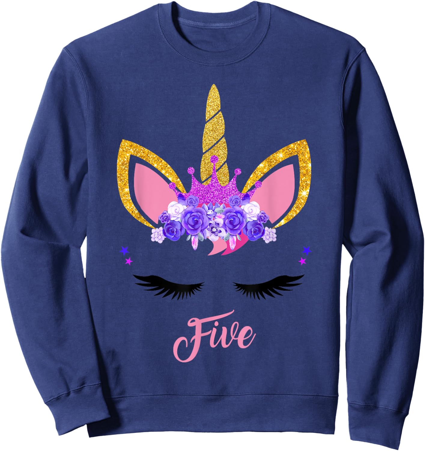 5 Years Old Unicorn Birthday Girl 5th Birthday Unicorn Sweatshirt - Sweatshirt | Navy