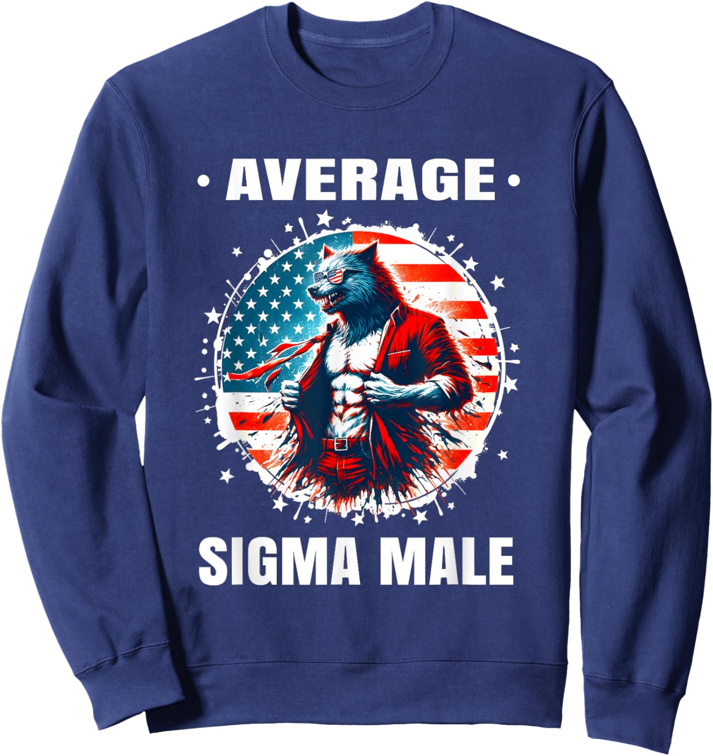 American Werewolf Sigma Shirt Funny Cringe Werewolf Brainrot Sweatshirt - Sweatshirt | Navy