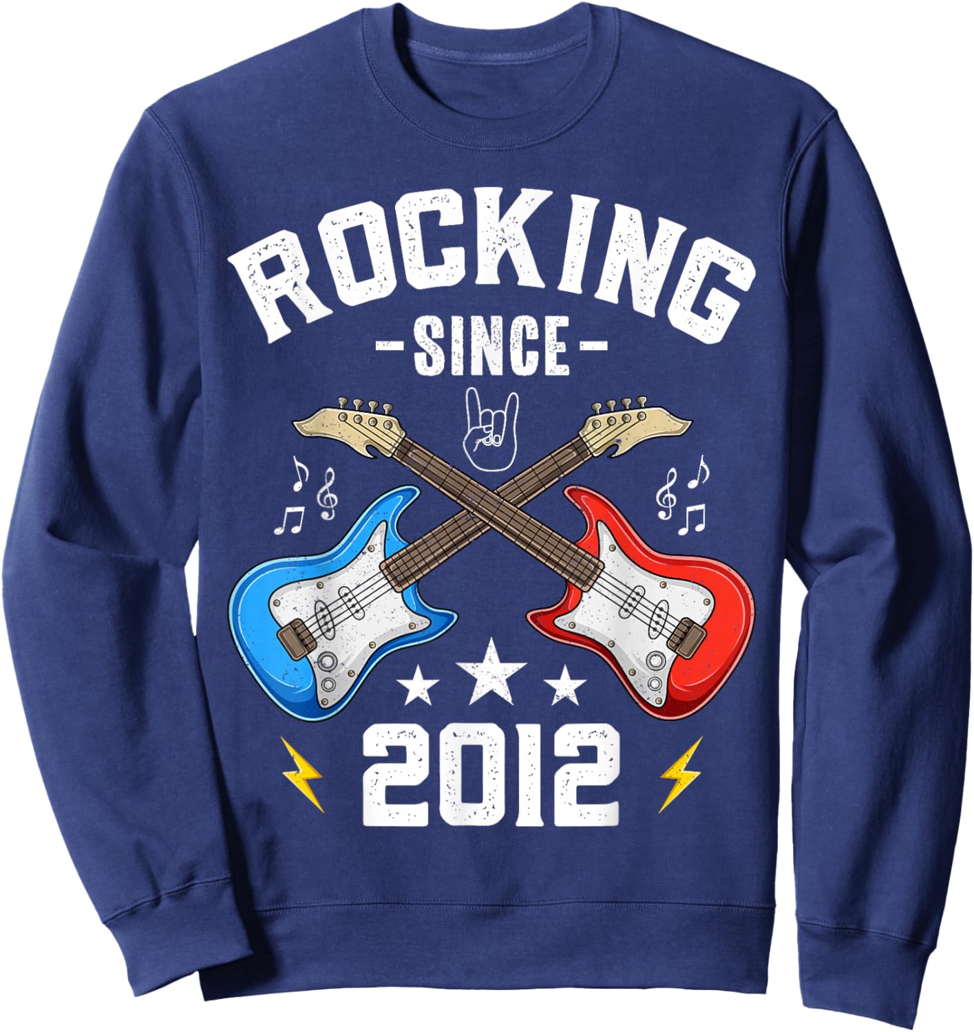 13 Year Old Rocking Since 2012 Guitar 13th Birthday Sweatshirt - Sweatshirt | Navy