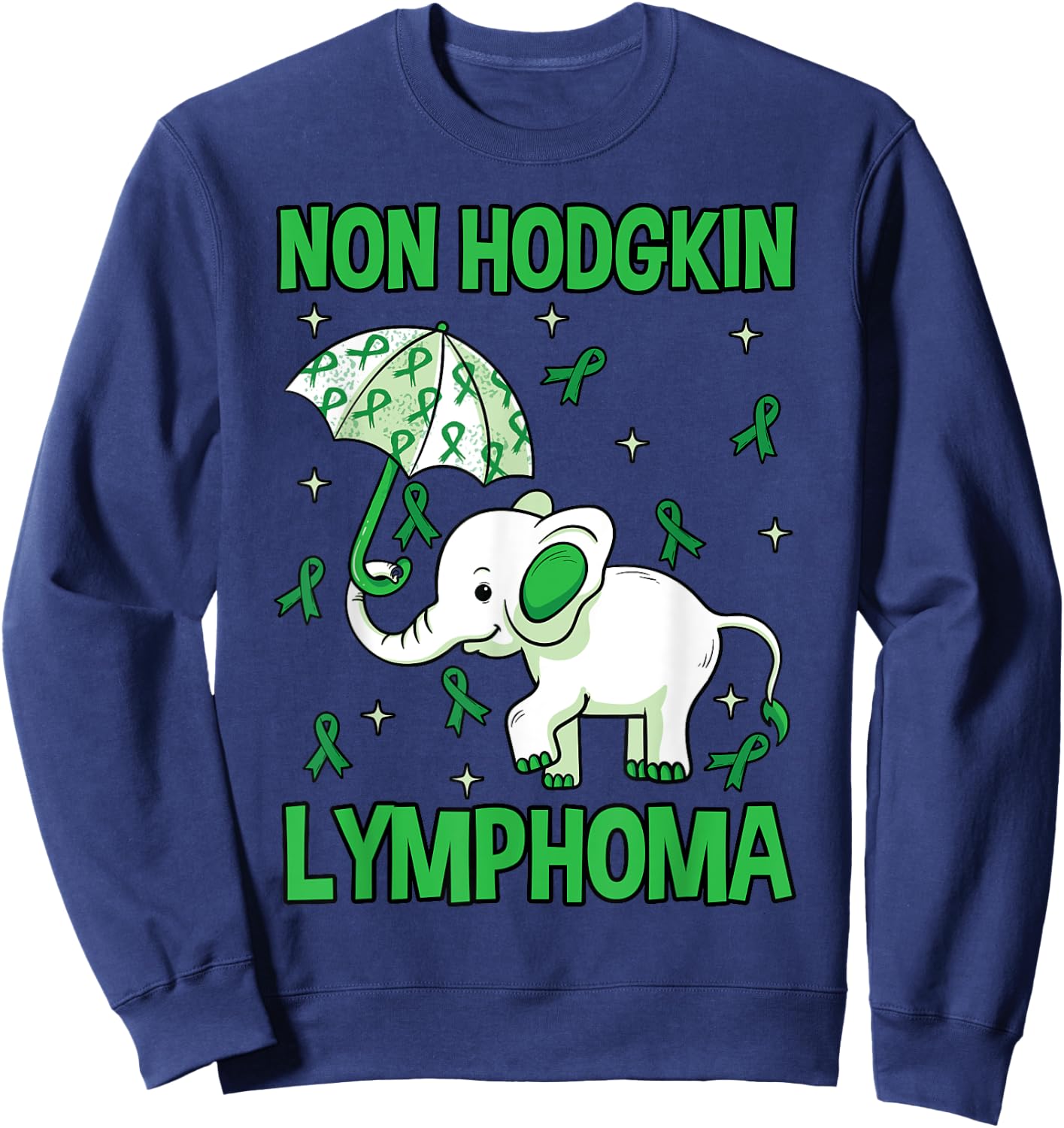 Elephant Non-Hodgkins Lymphoma Lymphocytes Green Gift Sweatshirt - Sweatshirt | Navy