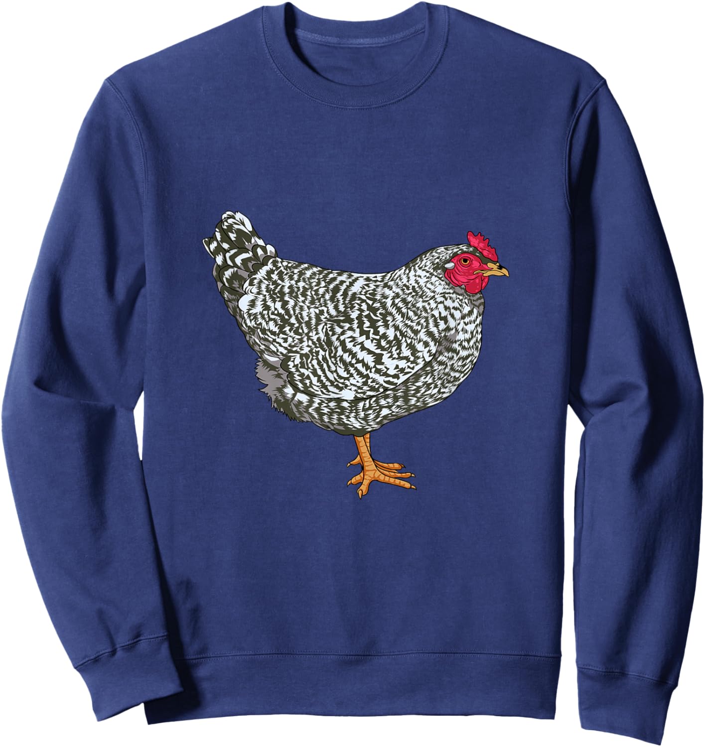 Dominique Chicken Designs Dominique Chicken Motif - Black, Small - -Adults, Kids - Short Sleeve, , Classic Fit Sweatshirt - Sweatshirt | Navy