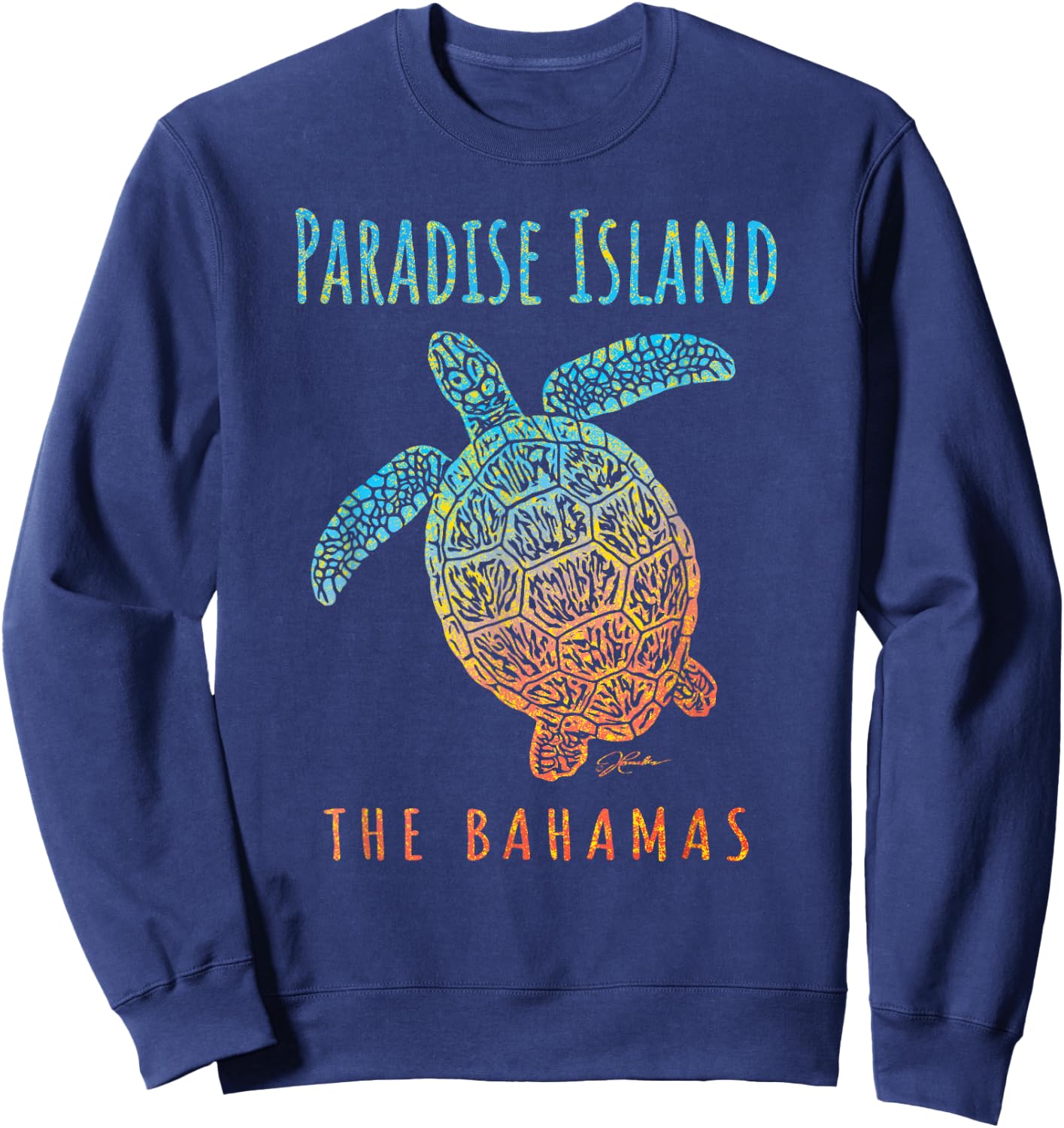 JCombs: Paradise Island, The Bahamas, Sea Turtle, Beach Women Kids Sweatshirt - Sweatshirt | Navy