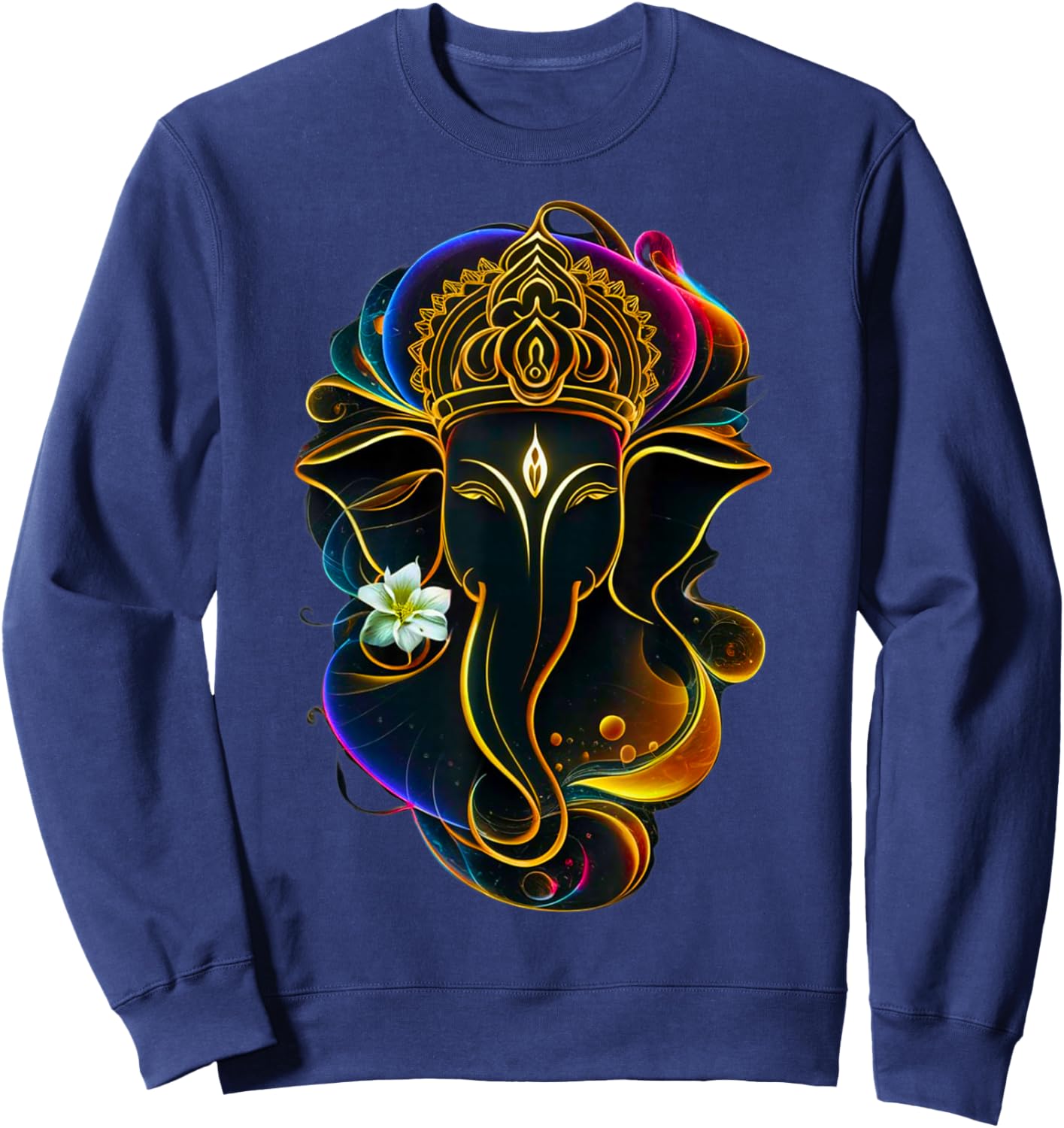 Hindu Ganesha Puja Elephant God India Meditation Yoga Murti Sweatshirt - Sweatshirt | Navy