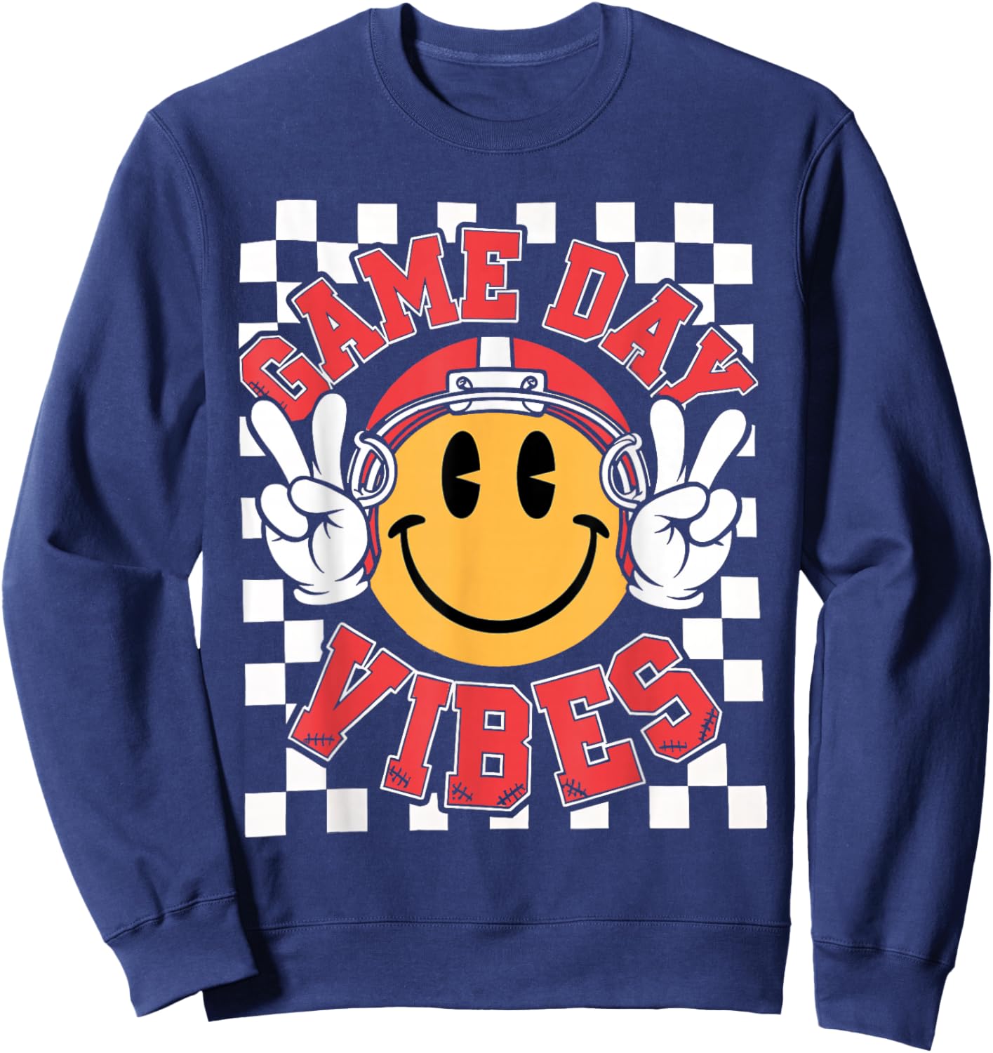 Funny Football Face American Football Game Day Vibes Sport Sweatshirt - Sweatshirt | Navy