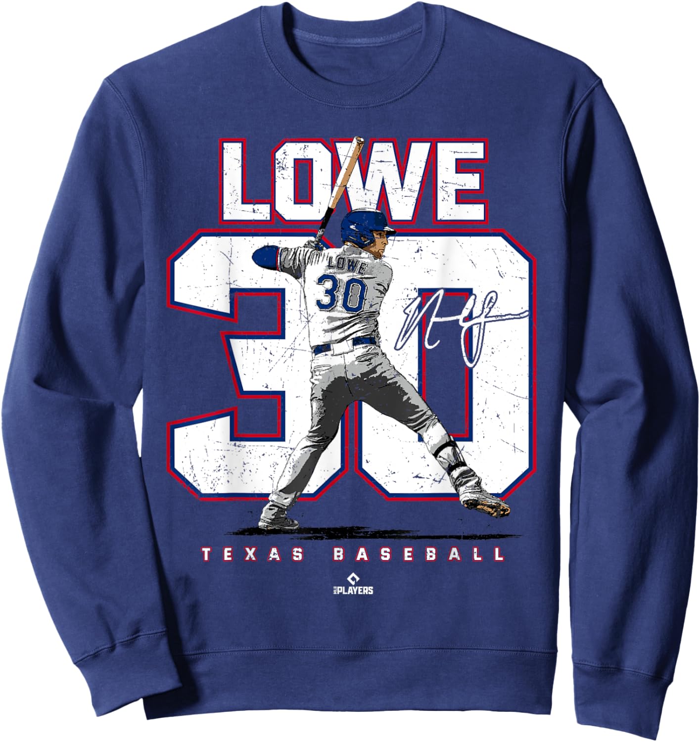Number and Portrait Nathaniel Lowe Texas MLBPA Sweatshirt - Sweatshirt | Navy