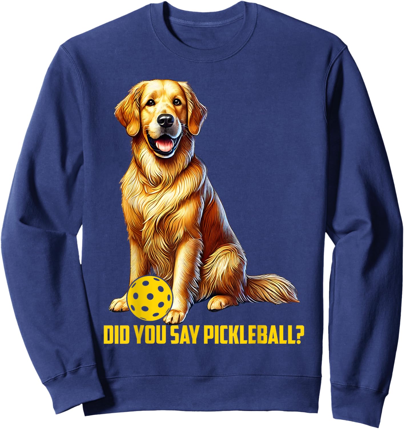 Cute Golden Retriever Pickleball Dog Women Girls Kids Sweatshirt - Sweatshirt | Navy