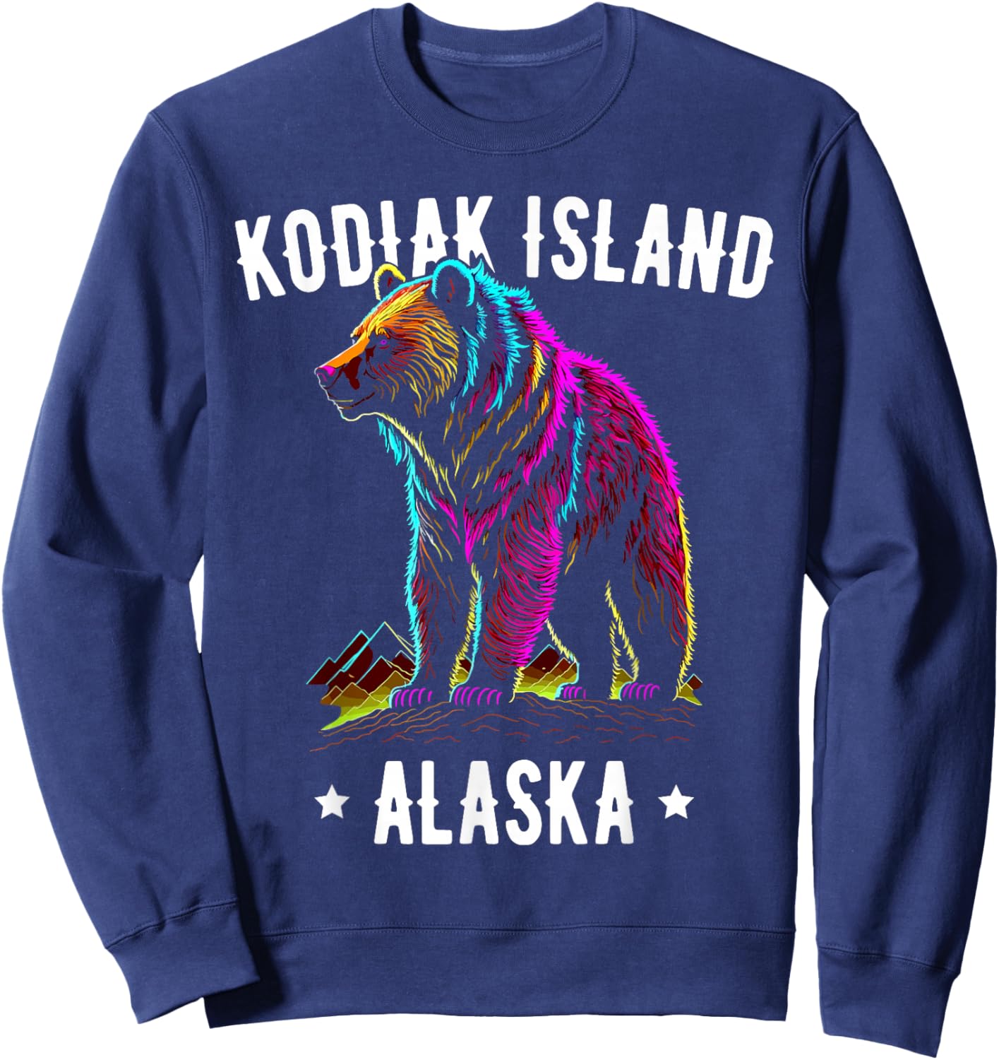 Kodiak Island Alaska USA Grizzly Bear Design Sweatshirt - Sweatshirt | Navy
