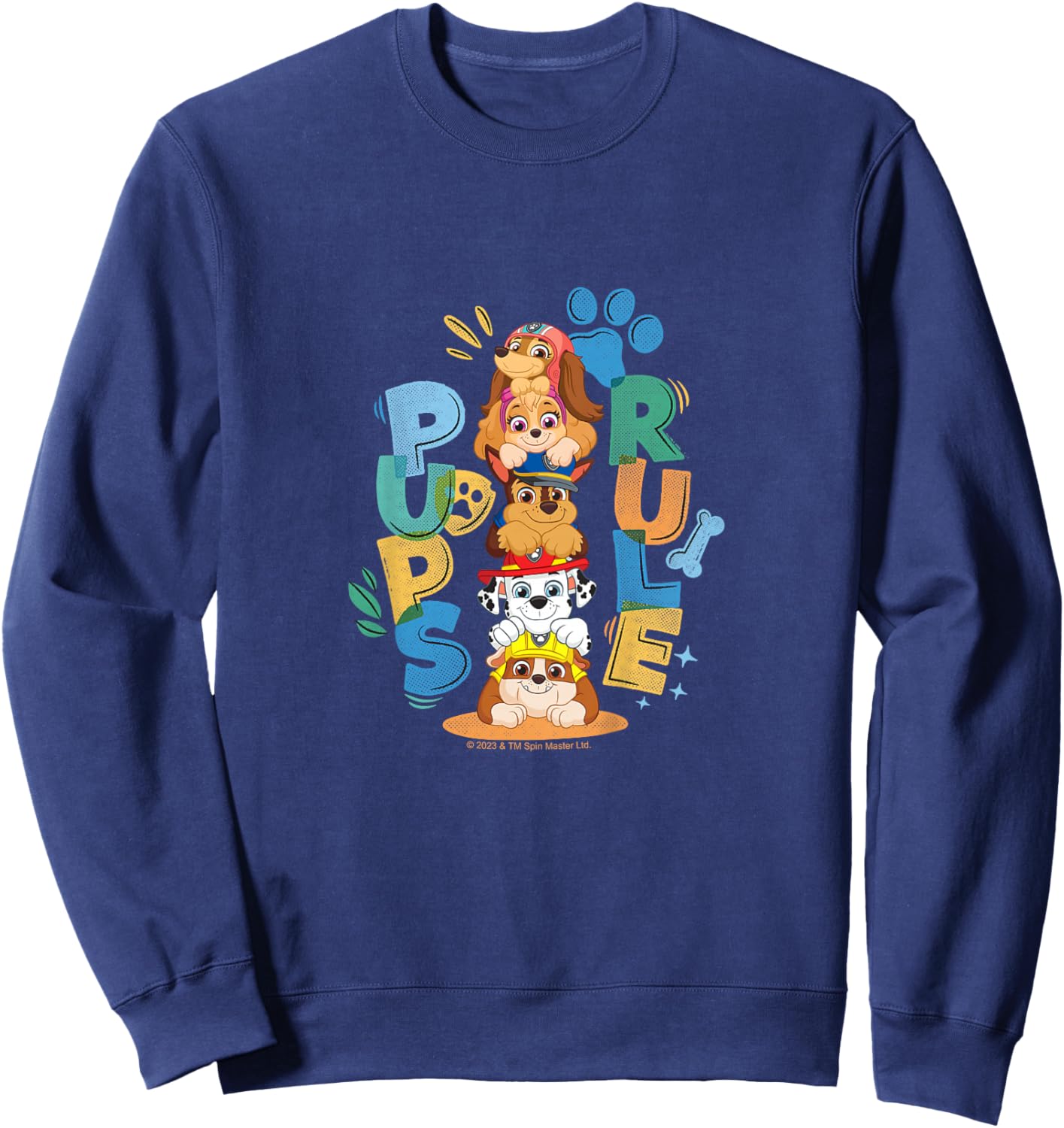 Kids PAW Patrol Pups Rule Cute Colorful Group Shot Sweatshirt - Sweatshirt | Navy