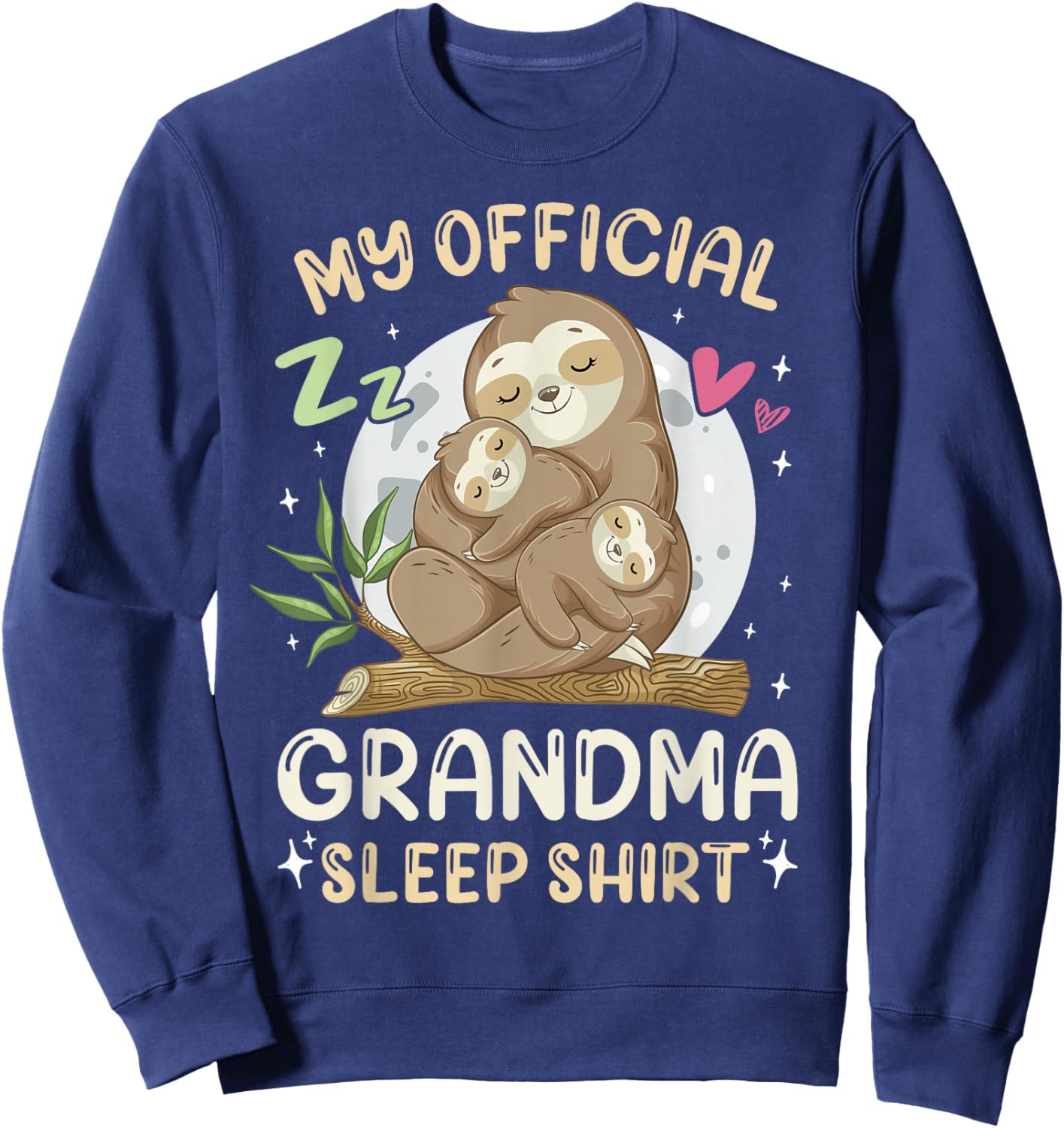 Official Grandma Sleep Shirt, Mother's Day Sloths Family Sweatshirt - Sweatshirt | Navy