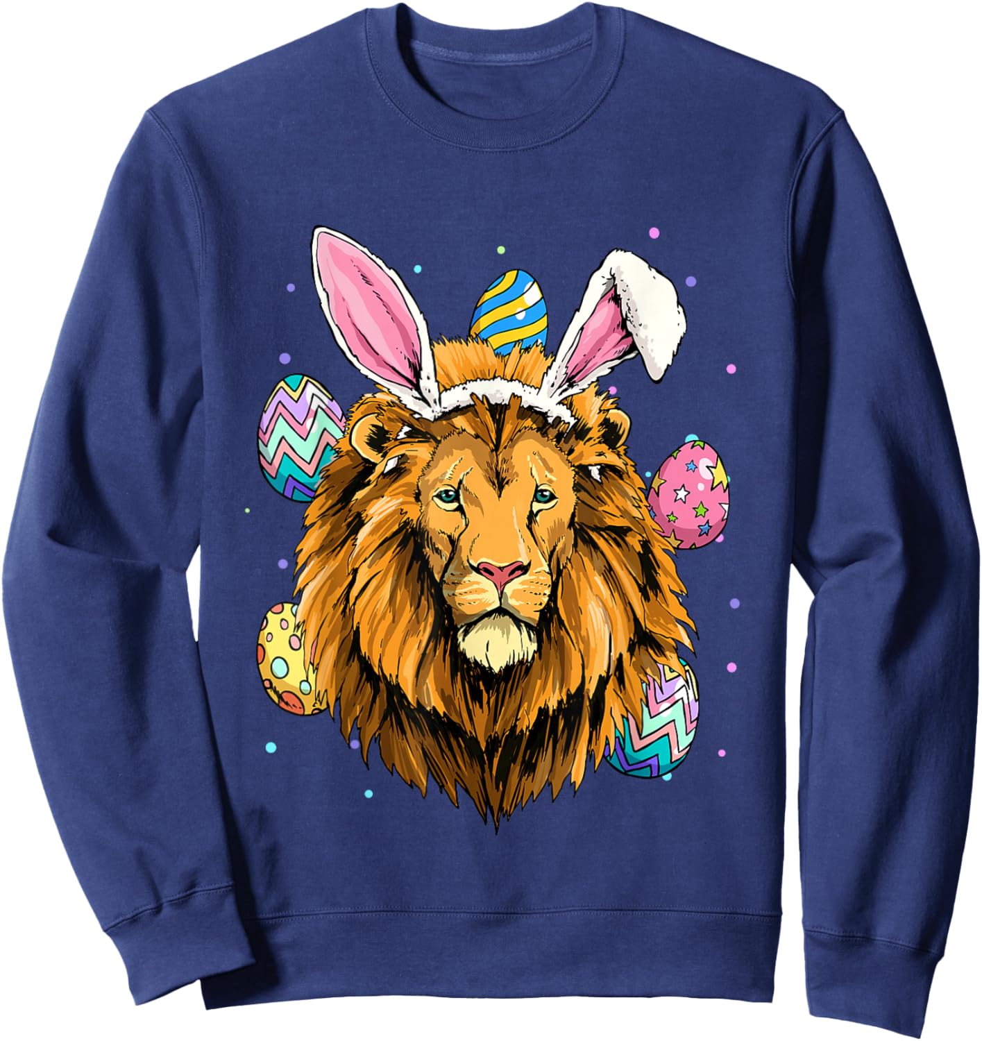 Easter Bunny Lion Funny Easter Lion Sweatshirt - Sweatshirt | Navy
