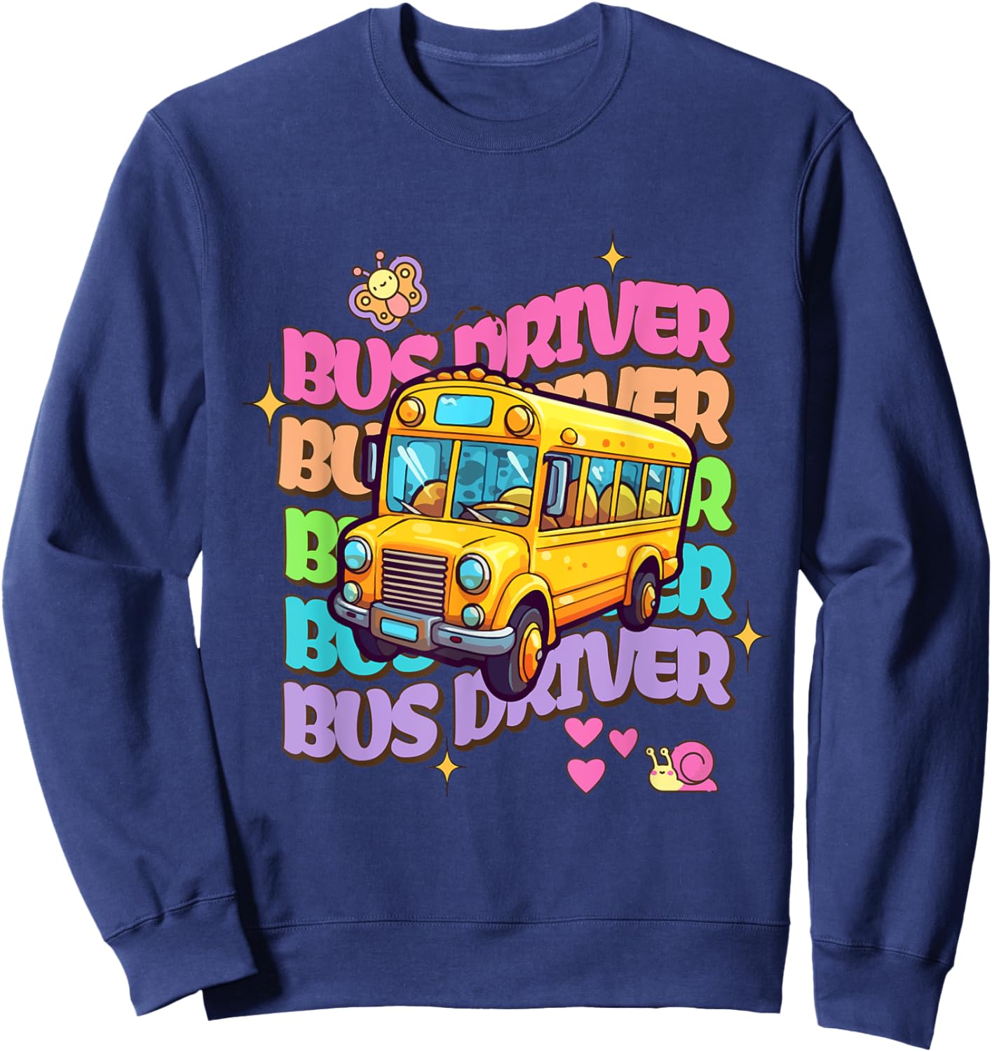 School Bus Driver Groovy Retro Back To School Sweatshirt - Sweatshirt | Navy