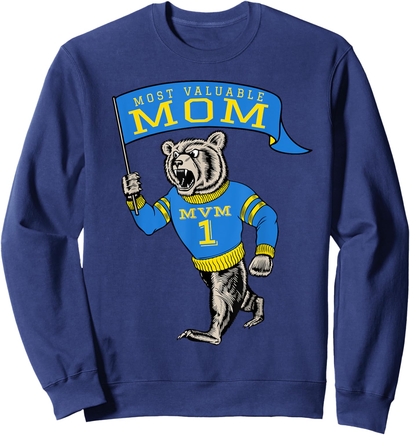 Cute Mom Most Valuable Number 1 Funny Saying Sweatshirt - Sweatshirt | Navy