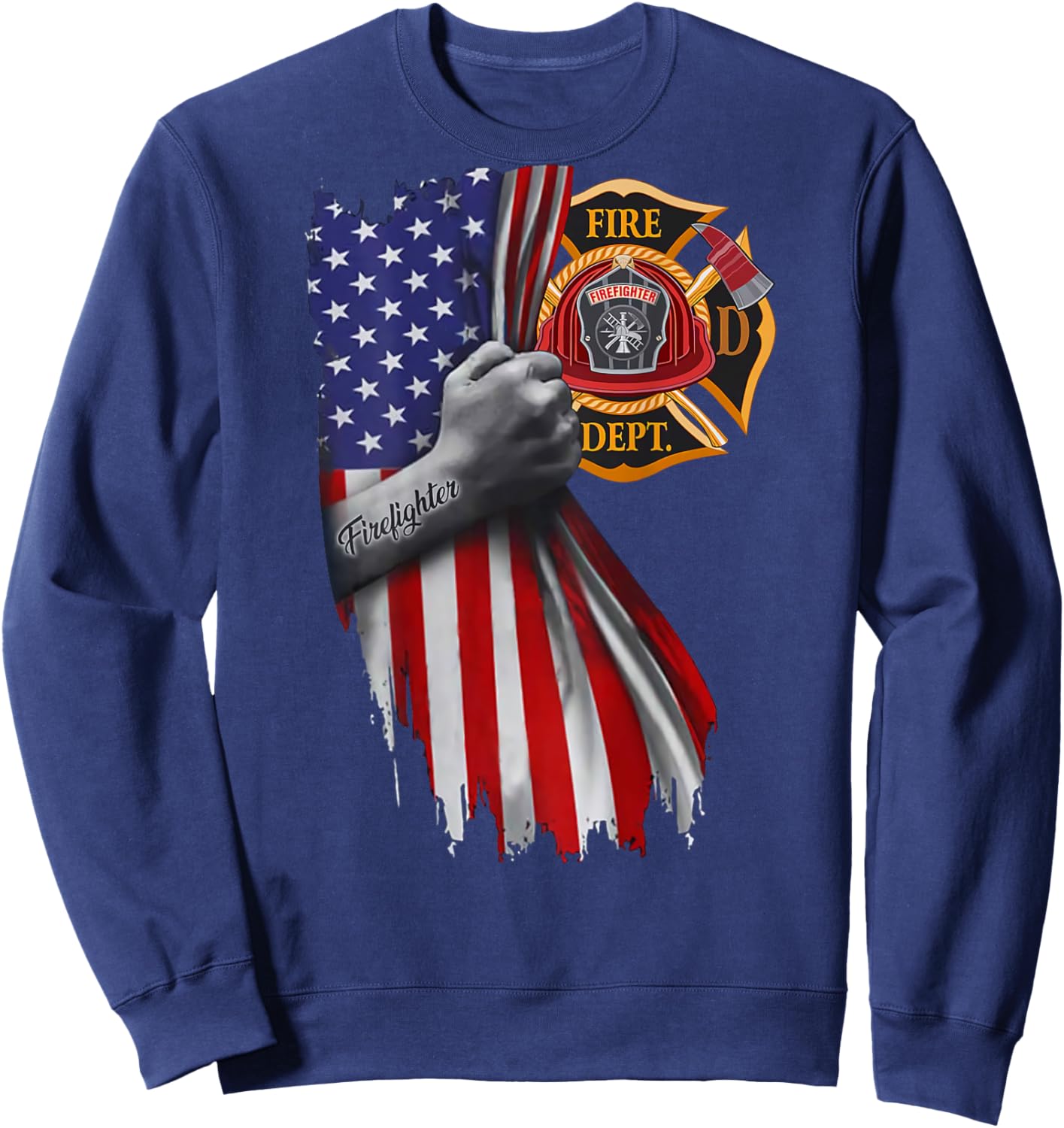 Firefighter american flag Sweatshirt - Sweatshirt | Navy
