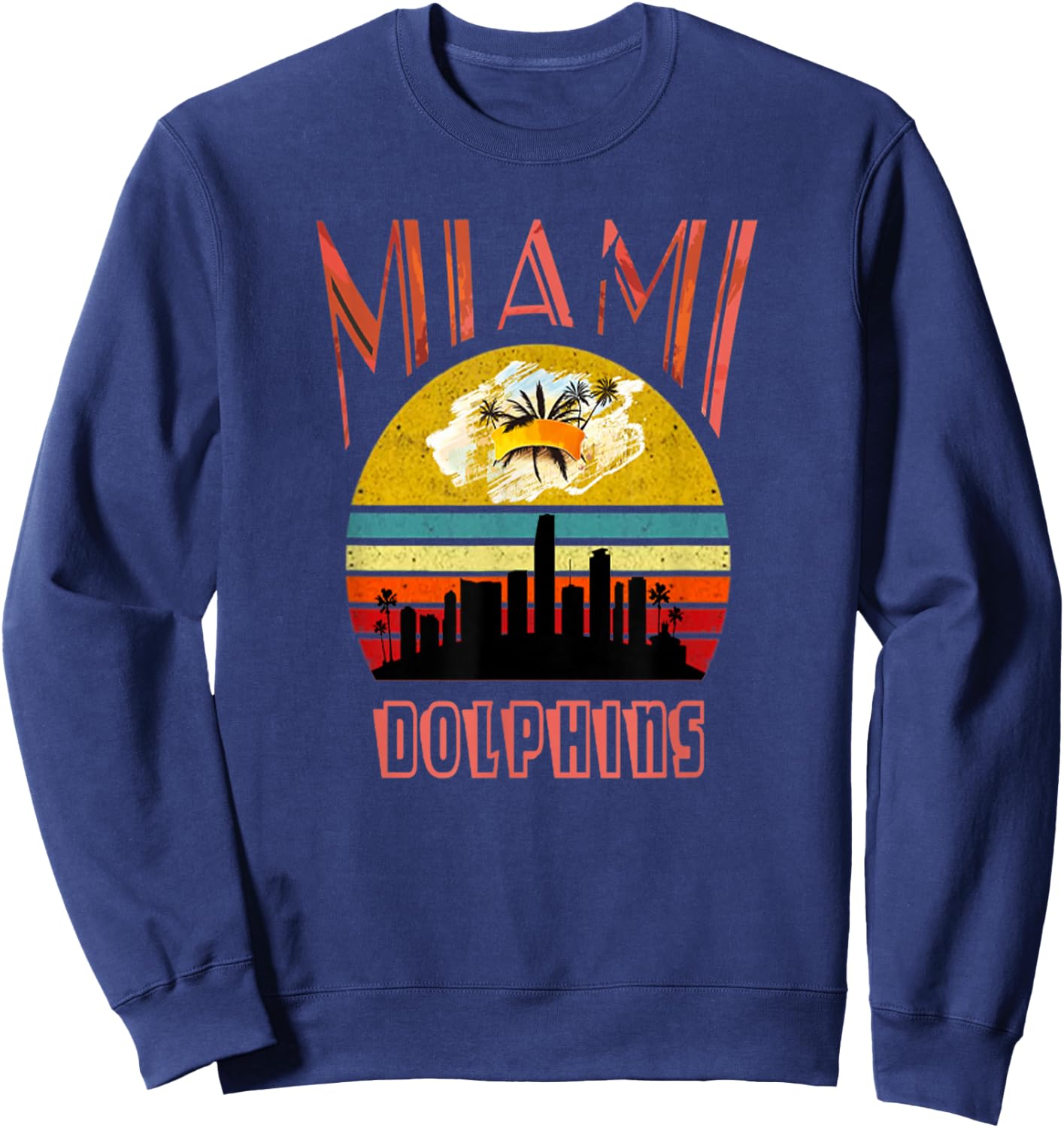 Retro Miami Vintage Dolphin Shirt Miami Area Dolphin Sweatshirt - Sweatshirt | Navy