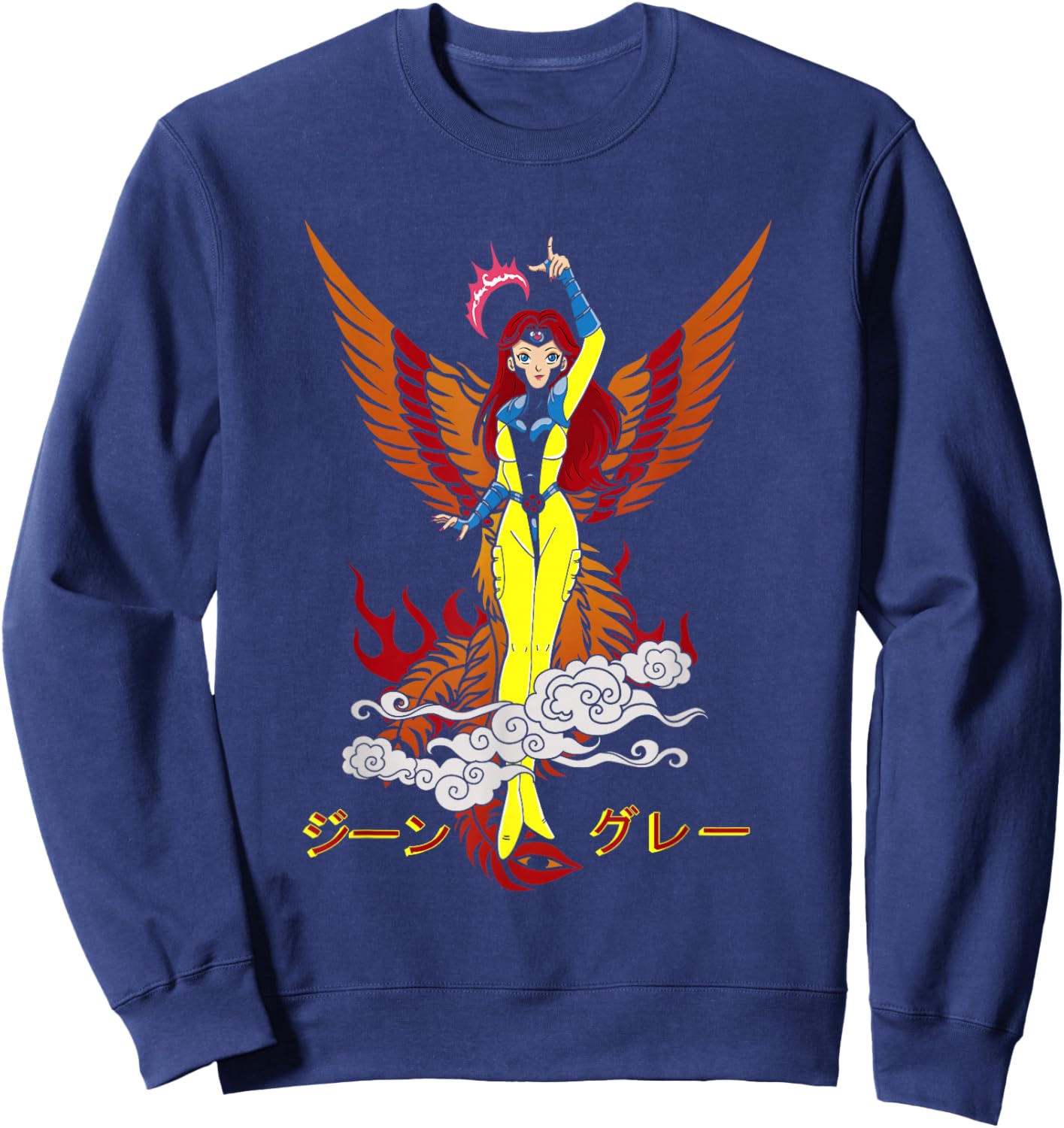 Marvel X-Men Manga Style Jean Grey Phoenix Retro Portrait Sweatshirt - Sweatshirt | Navy