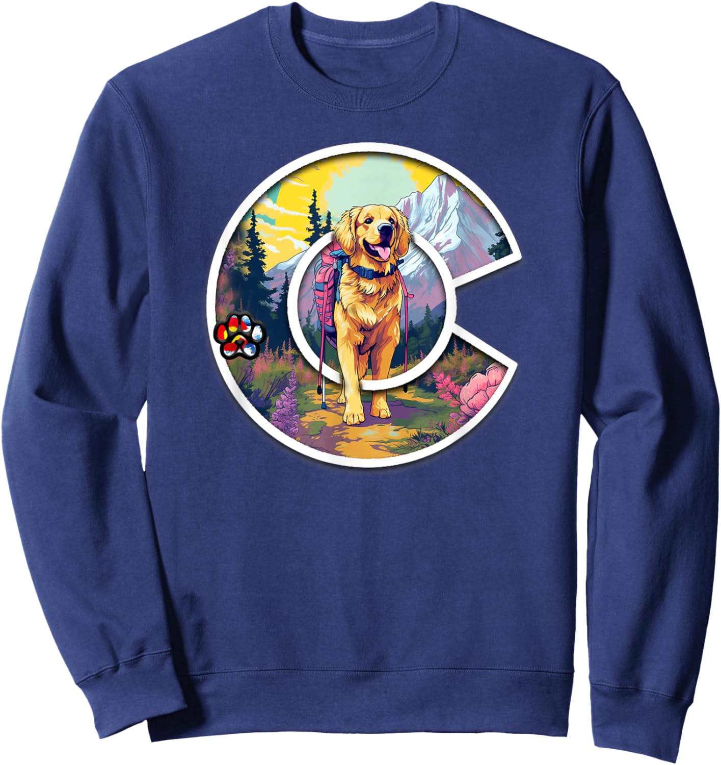 Colorado Golden Retriever - Cute Dog - Rocky Mountains Women Kids Sweatshirt - Sweatshirt | Navy