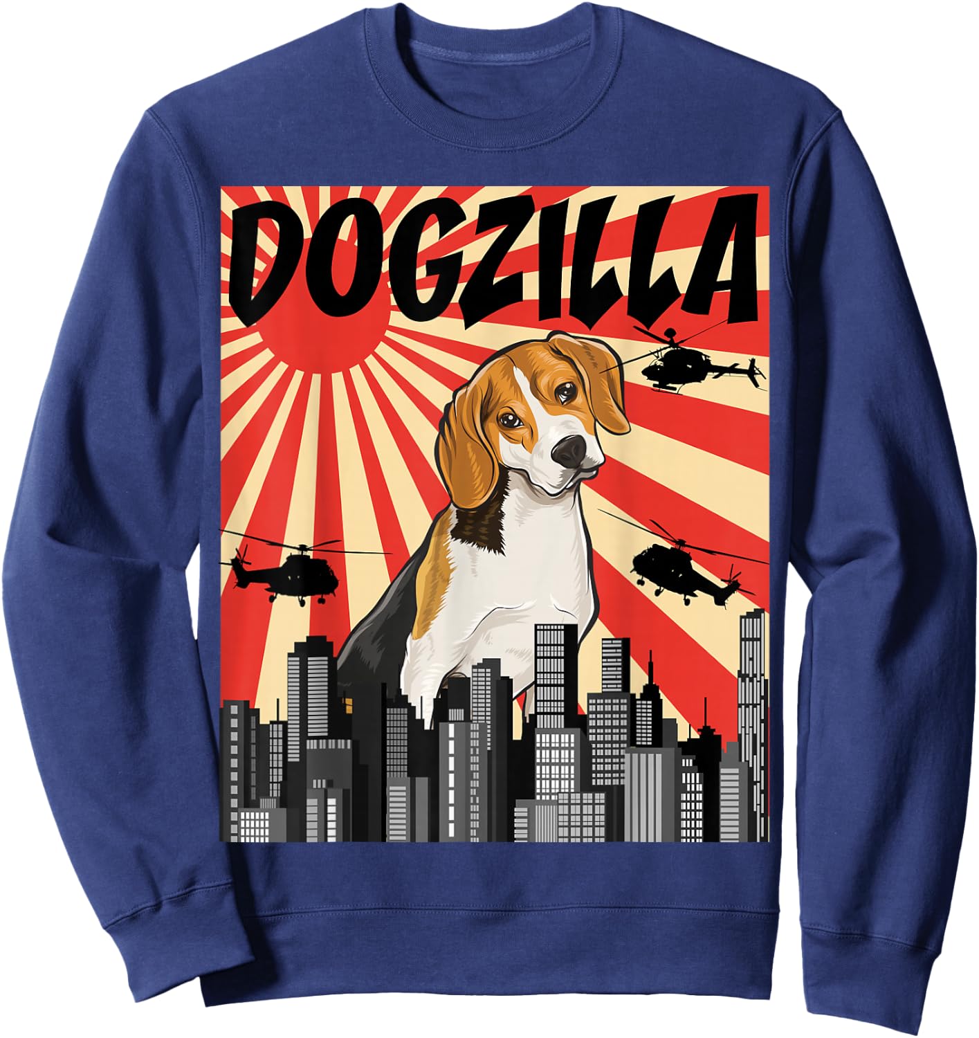 Funny Retro Japanese Dogzilla Beagle Sweatshirt - Sweatshirt | Navy