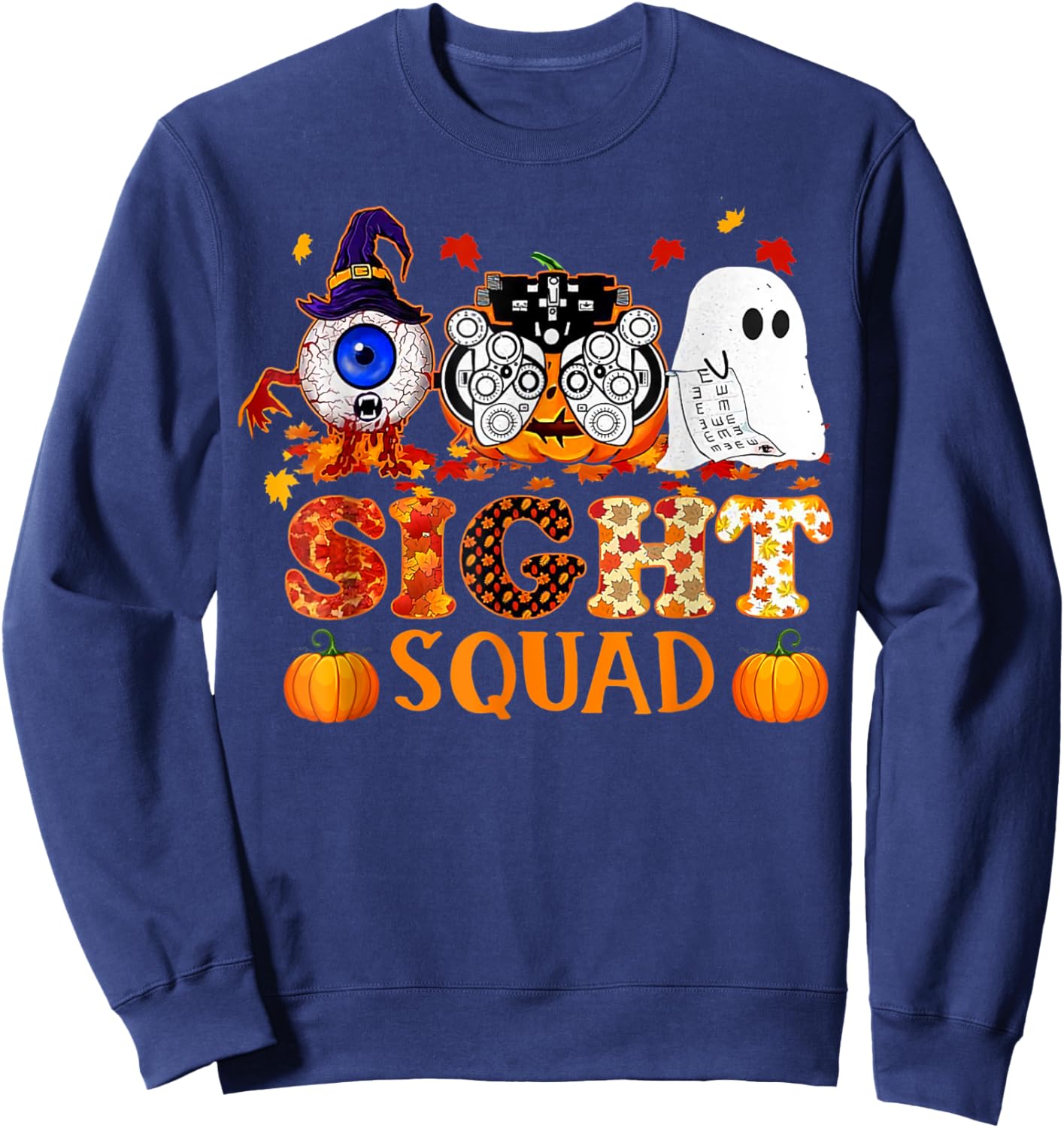 Optometrist Halloween Sight Squad Witch Pumpkin Optician Sweatshirt - Sweatshirt | Navy