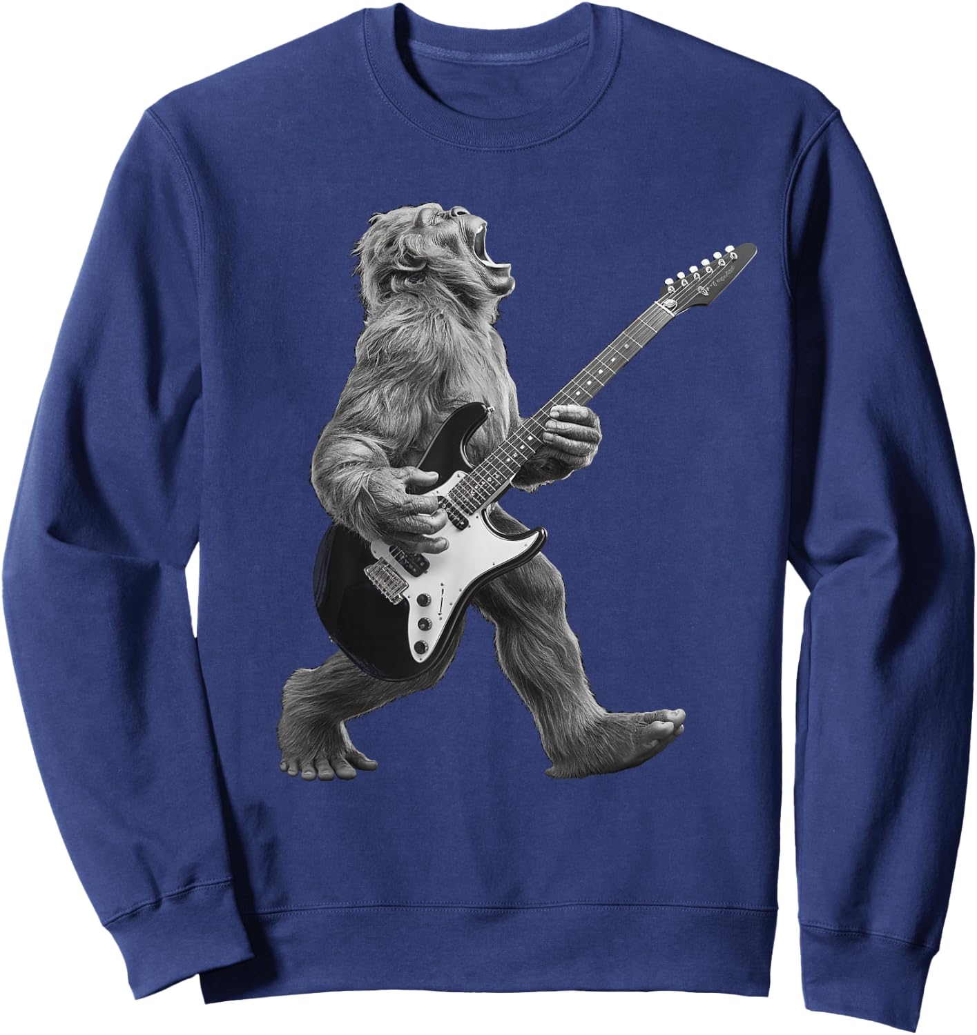 Bigfoot Playing Guitar Rock and Roll Gifts Women Kid Sweatshirt - Sweatshirt | Navy