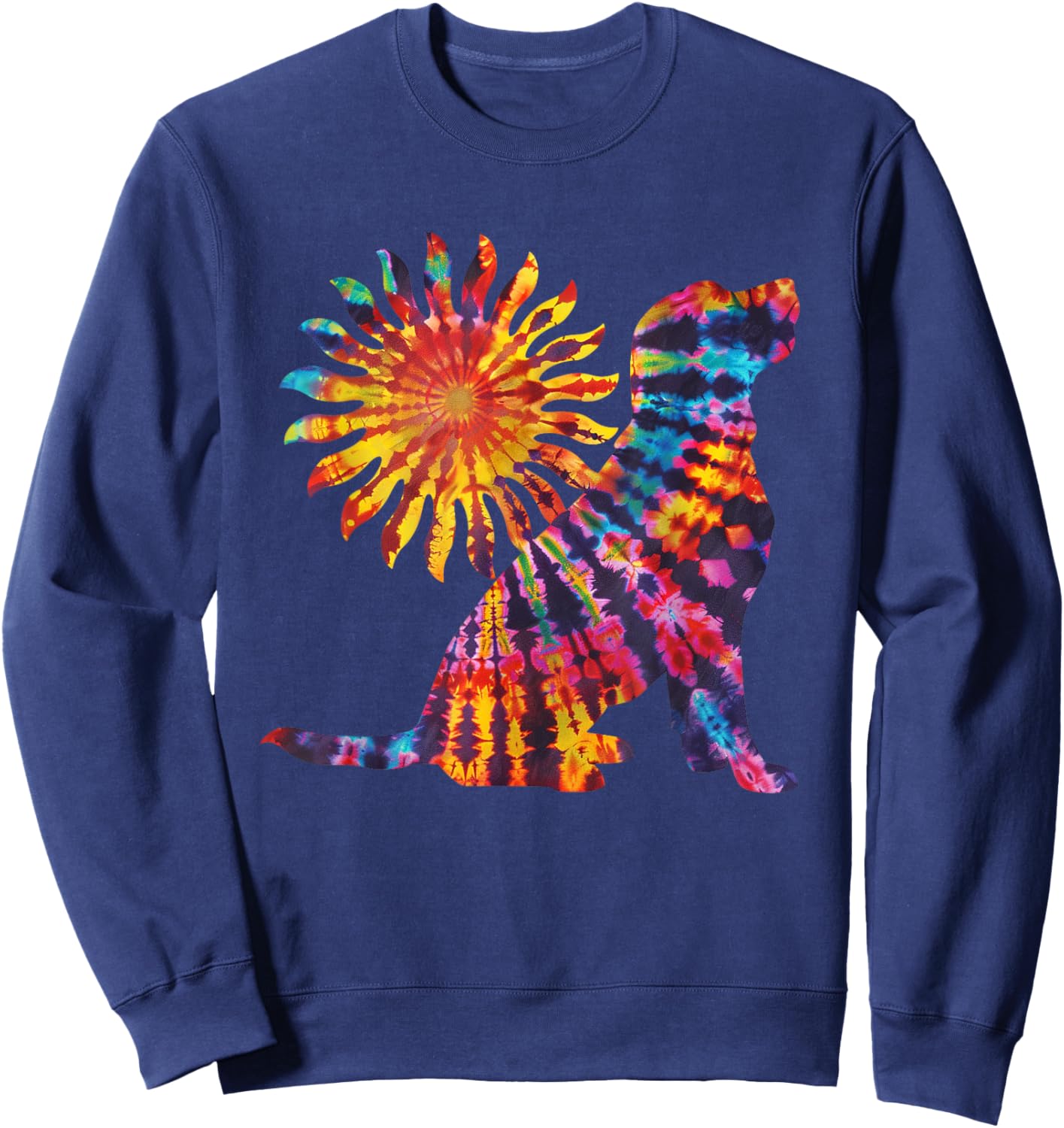 Labrador Retriever Dog Tie Dye Art Print Shirt Women Men Sweatshirt - Sweatshirt | Navy