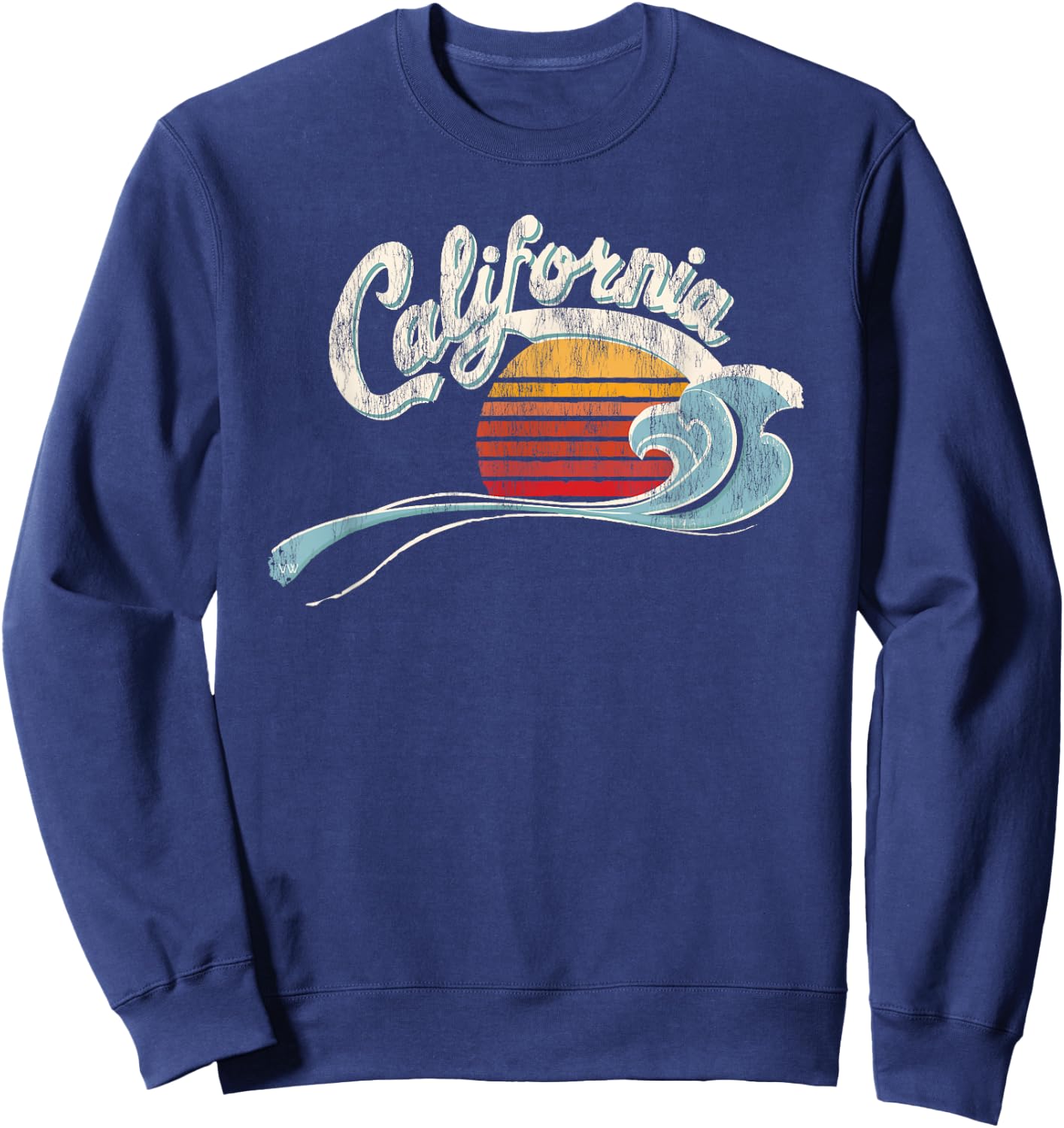 Vintage Surfer - 70's Graphic Sunset - California Sweatshirt - Sweatshirt | Navy
