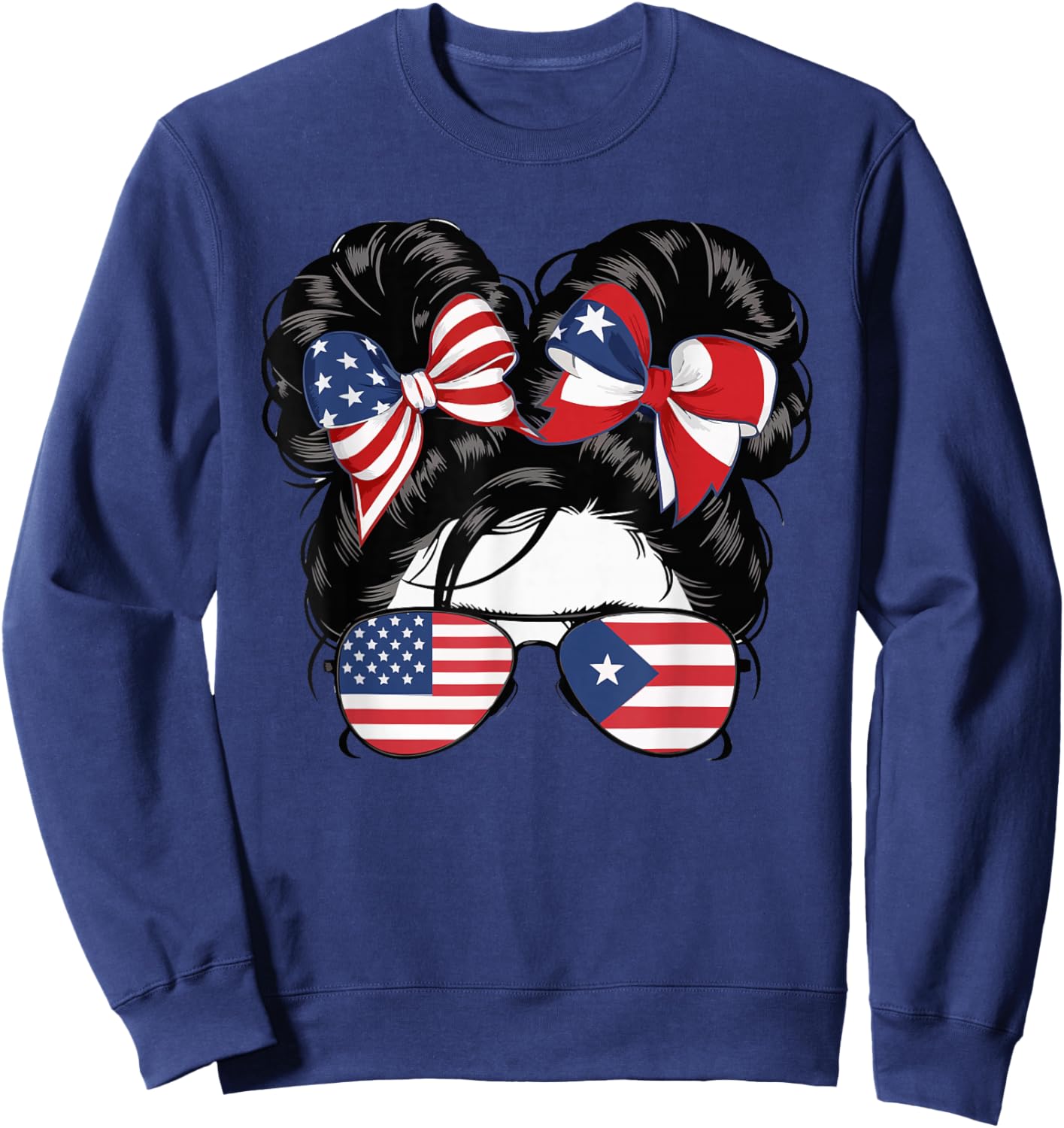 Half Puerto Rican Half American USA Flag Puerto Rico Sweatshirt - Sweatshirt | Navy