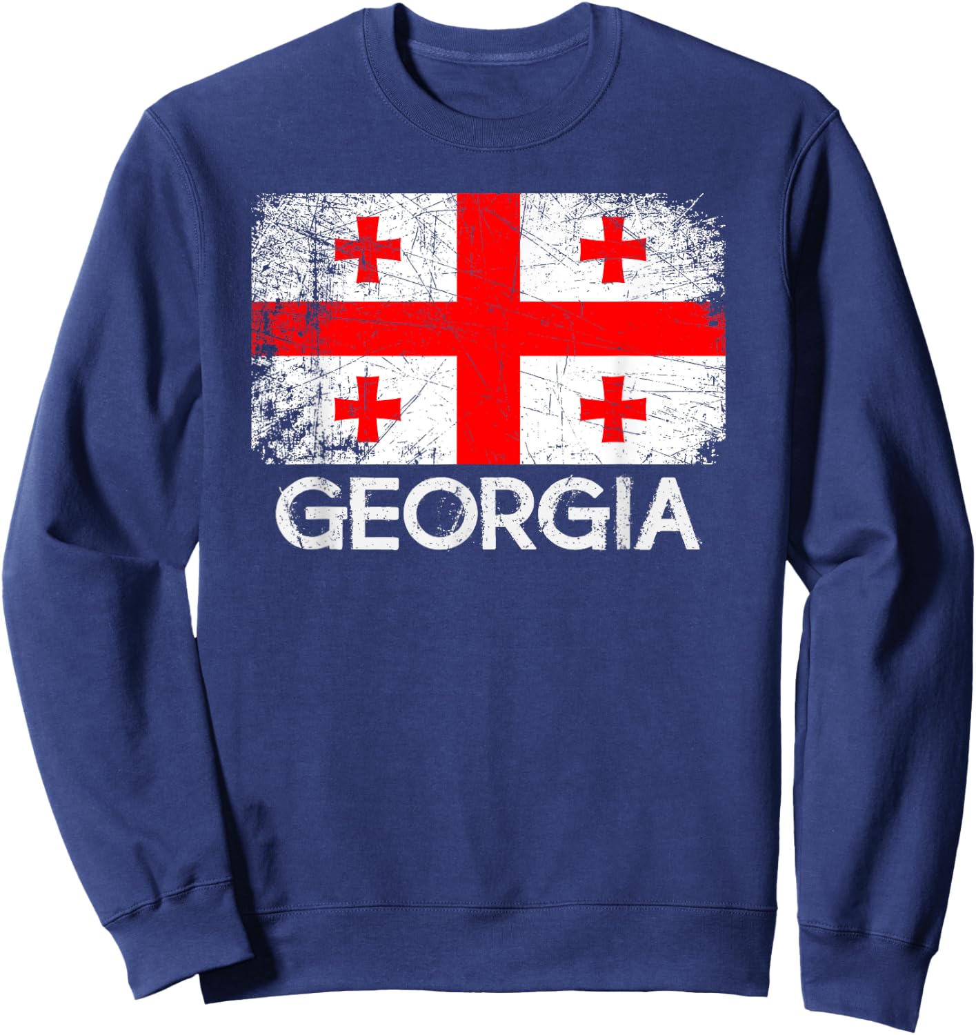 Georgian Flag | Vintage Made In Georgia Gift Sweatshirt - Sweatshirt | Navy