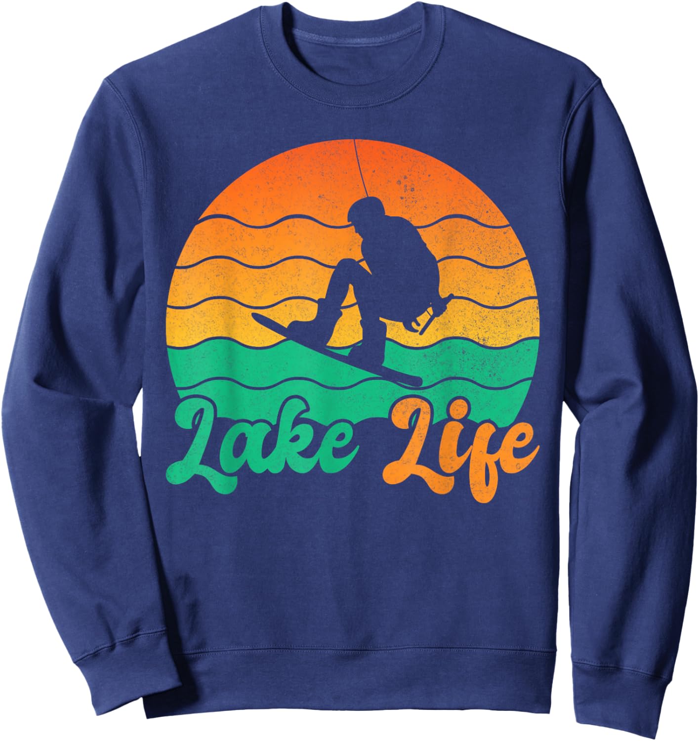 Wakeboard Wakeboarder Lake Life Retro Wakeboarding Sunset Sweatshirt - Sweatshirt | Navy