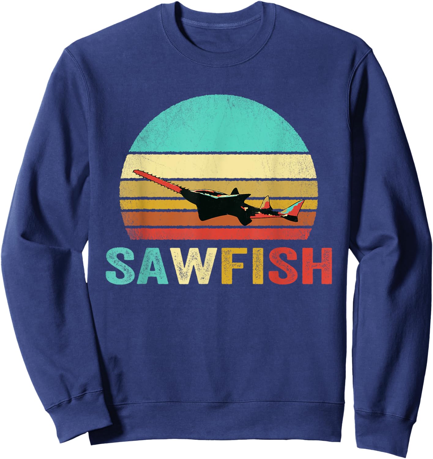 Vintage Sawfish Shirt Sunset Sweatshirt - Sweatshirt | Navy