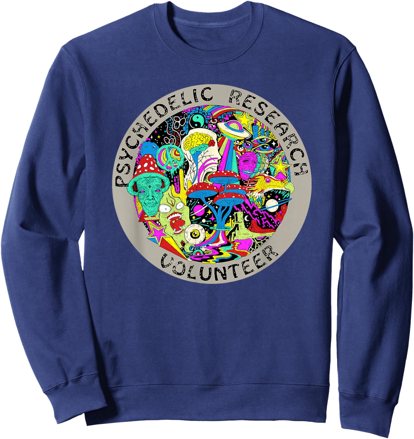 Psychedelic Mushroom Trip Gift - Psychedelic Research Gift Small Sweatshirt - Sweatshirt | Navy
