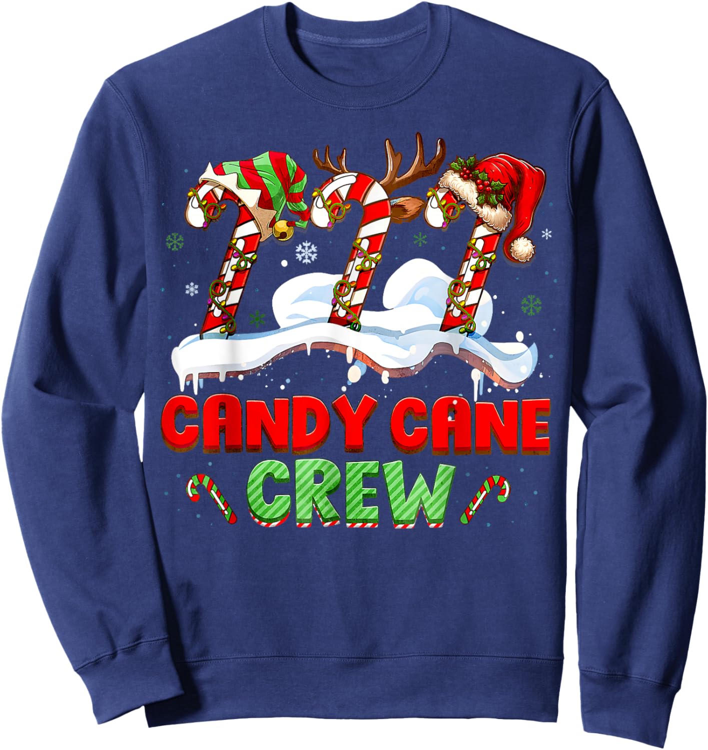 Candy Cane Crew Funny Christmas Candy Lover Xmas Kids Sweatshirt - Sweatshirt | Navy