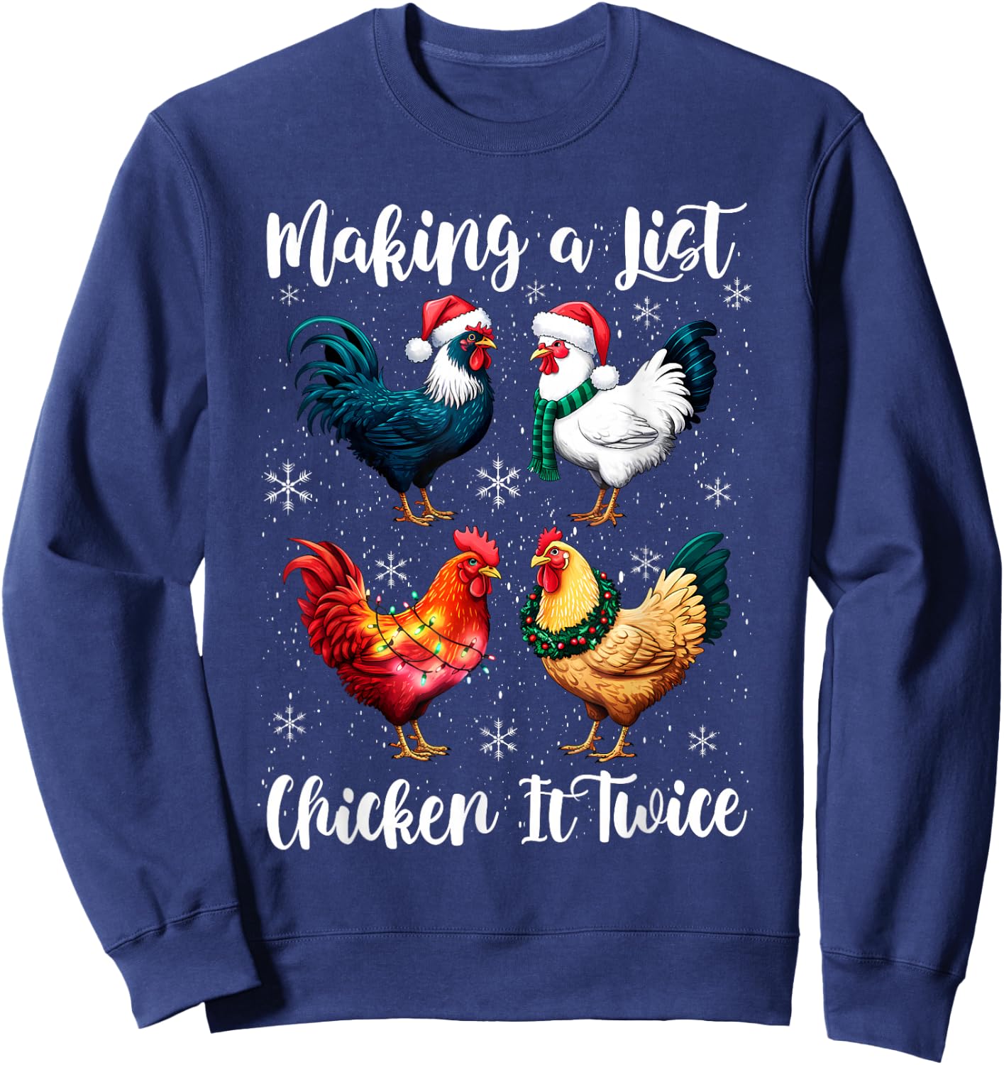 Christmas Chicken Lover Xmas Santa Hat Funny Farm Sweatshirt - Sweatshirt | Navy