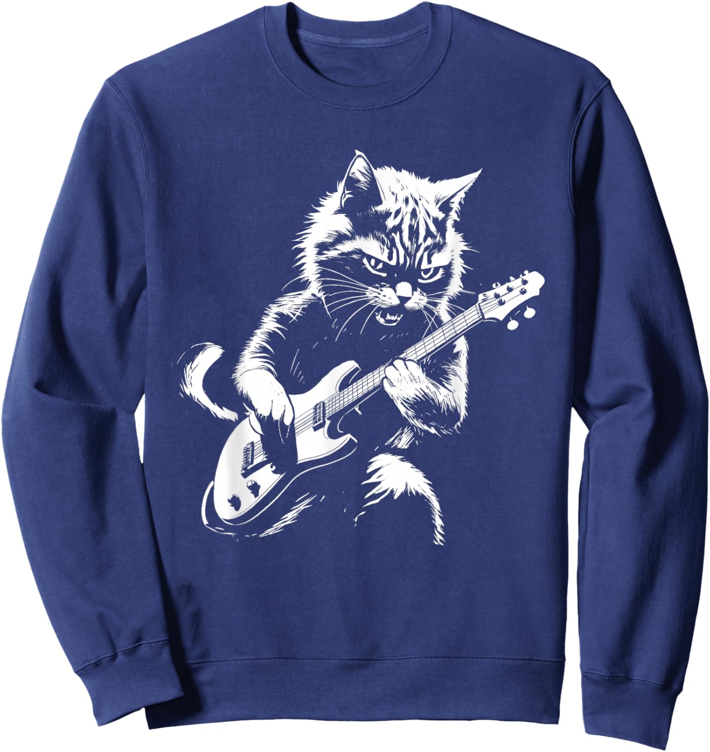 Cat Playing Electric Guitar - Cat Lover Kitten Owner Kitty Sweatshirt - Sweatshirt | Navy